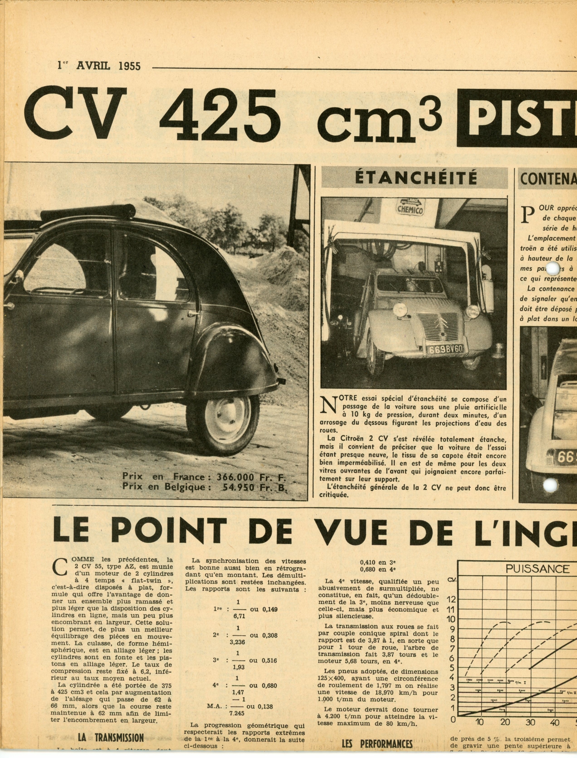 CITROËN 2CV 1955 TRACTION  ARTICLE DE PRESSE VOITURE AUTOMOBILE