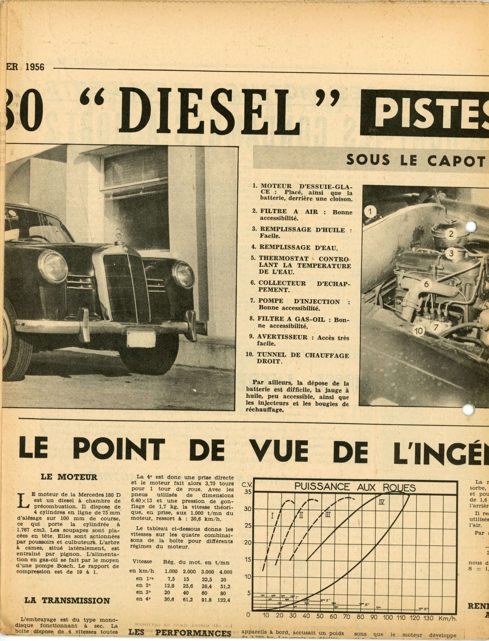 MERCEDES DIESEL ARTICLE DE PRESSE VOITURE AUTOMOBILE 1956