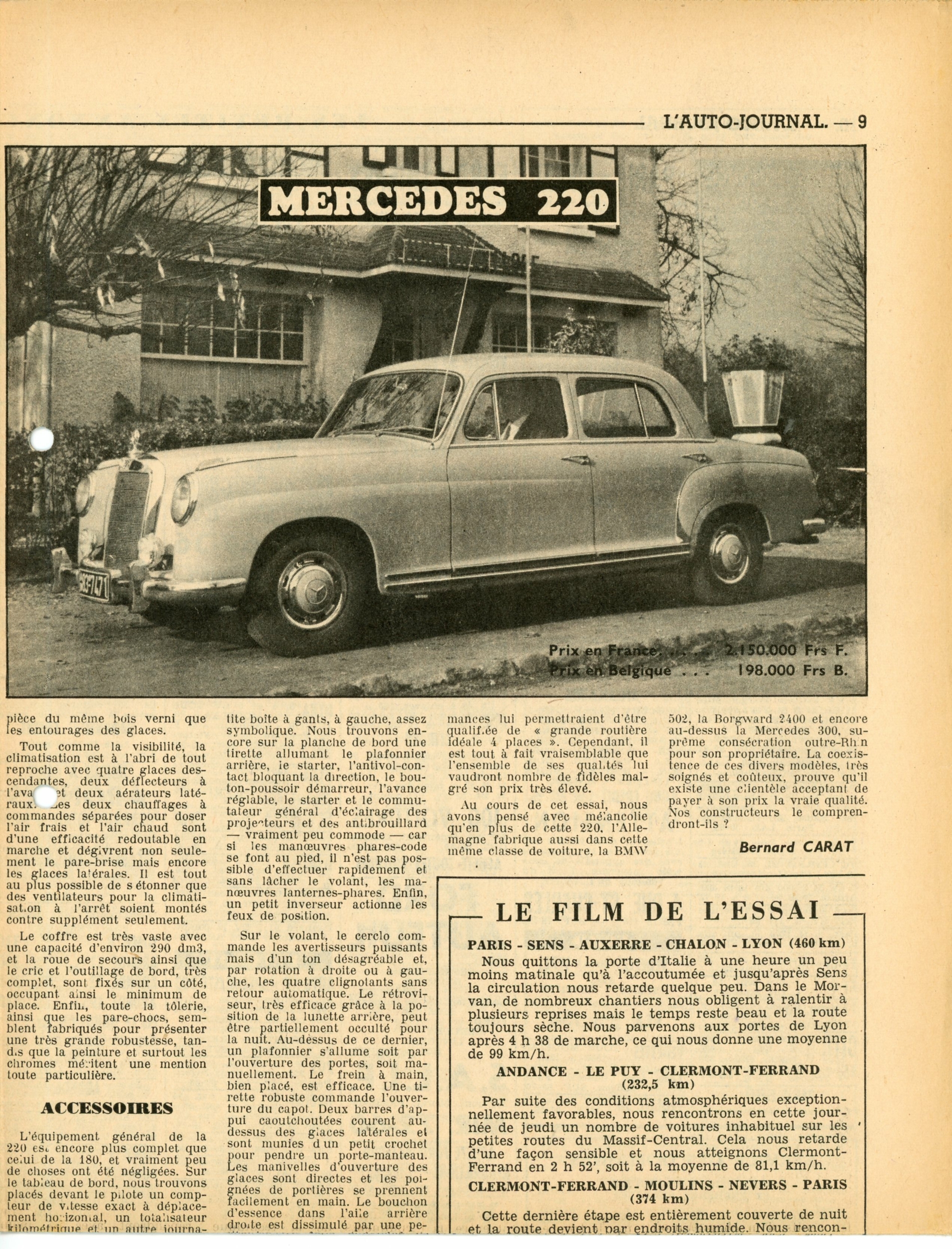 MERCEDES-220-ARTICLE-PRESSE-LEMASTERBROCKERS-1954