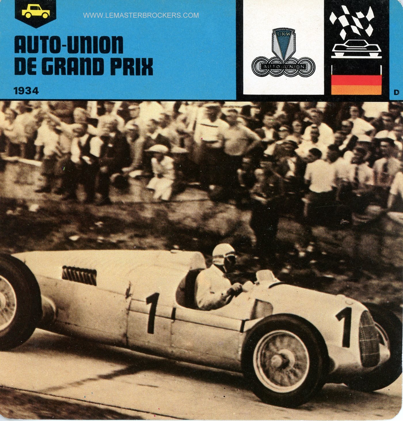 FICHE AUTO UNION DE GRAND PRIX 1934