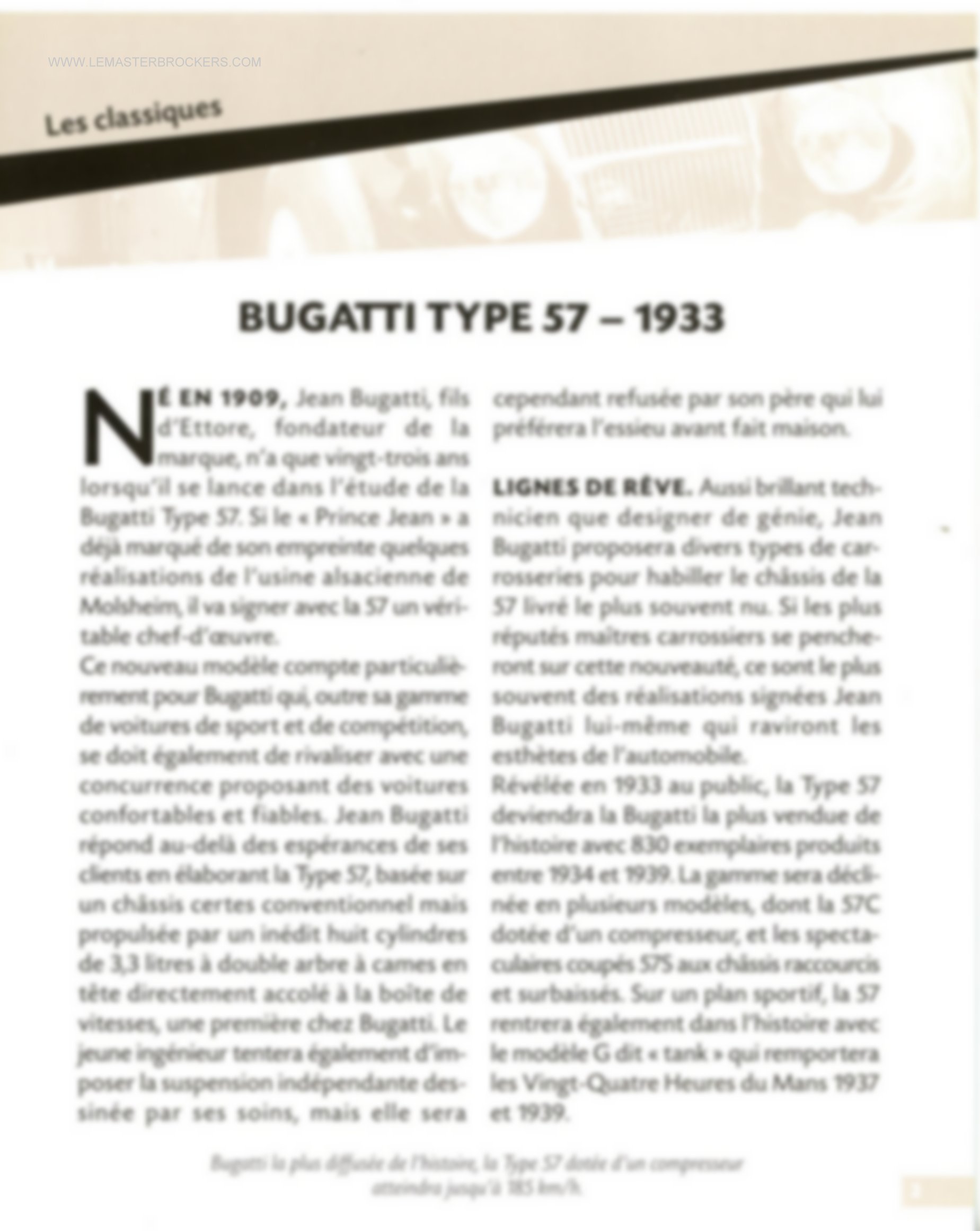 FICHE BUGATTI TYPE 57 - 1933