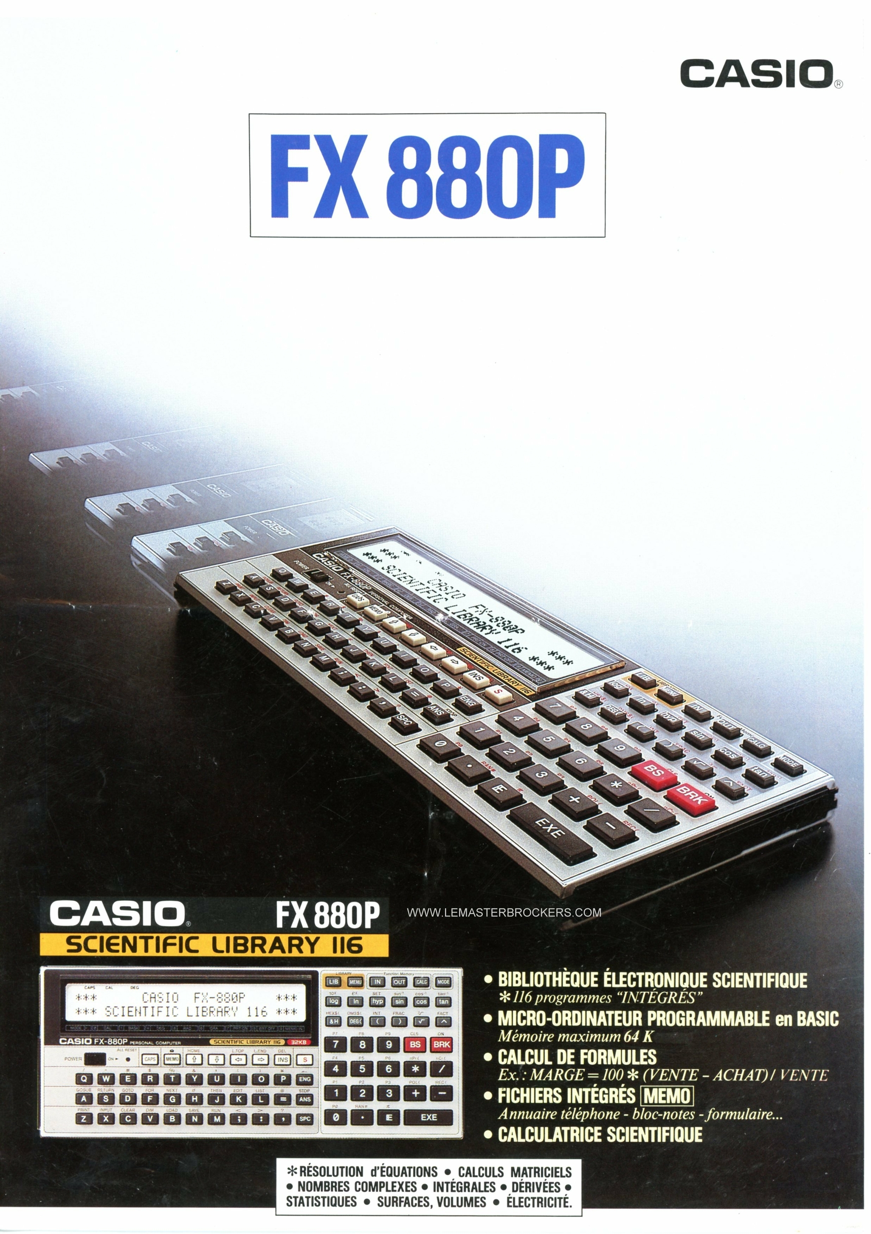 CASIO FX 880 P / FX880P - BROCHURE PUBLICITAIRE 1988