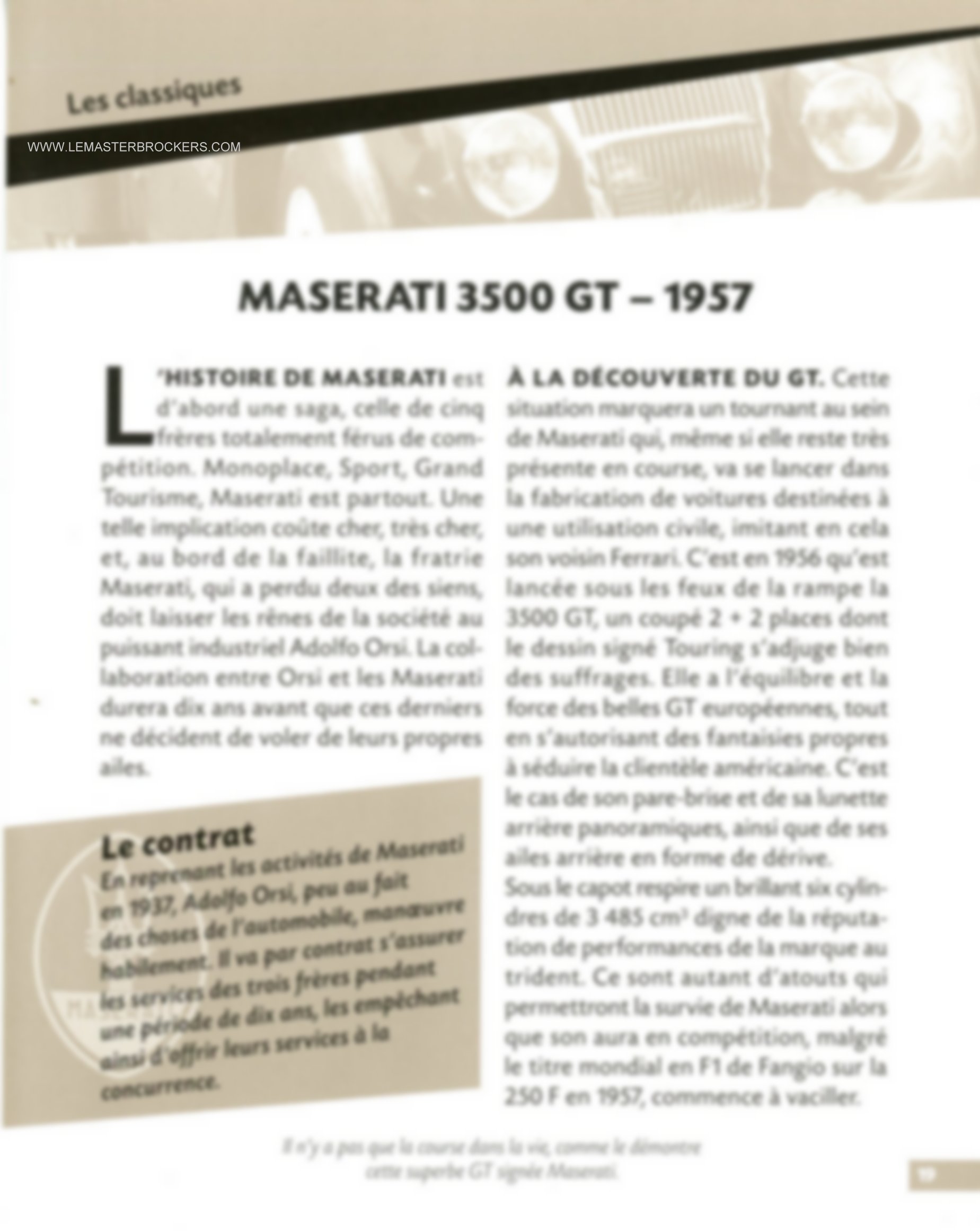 FICHE AMASERATI 3500 GT - 1957TO