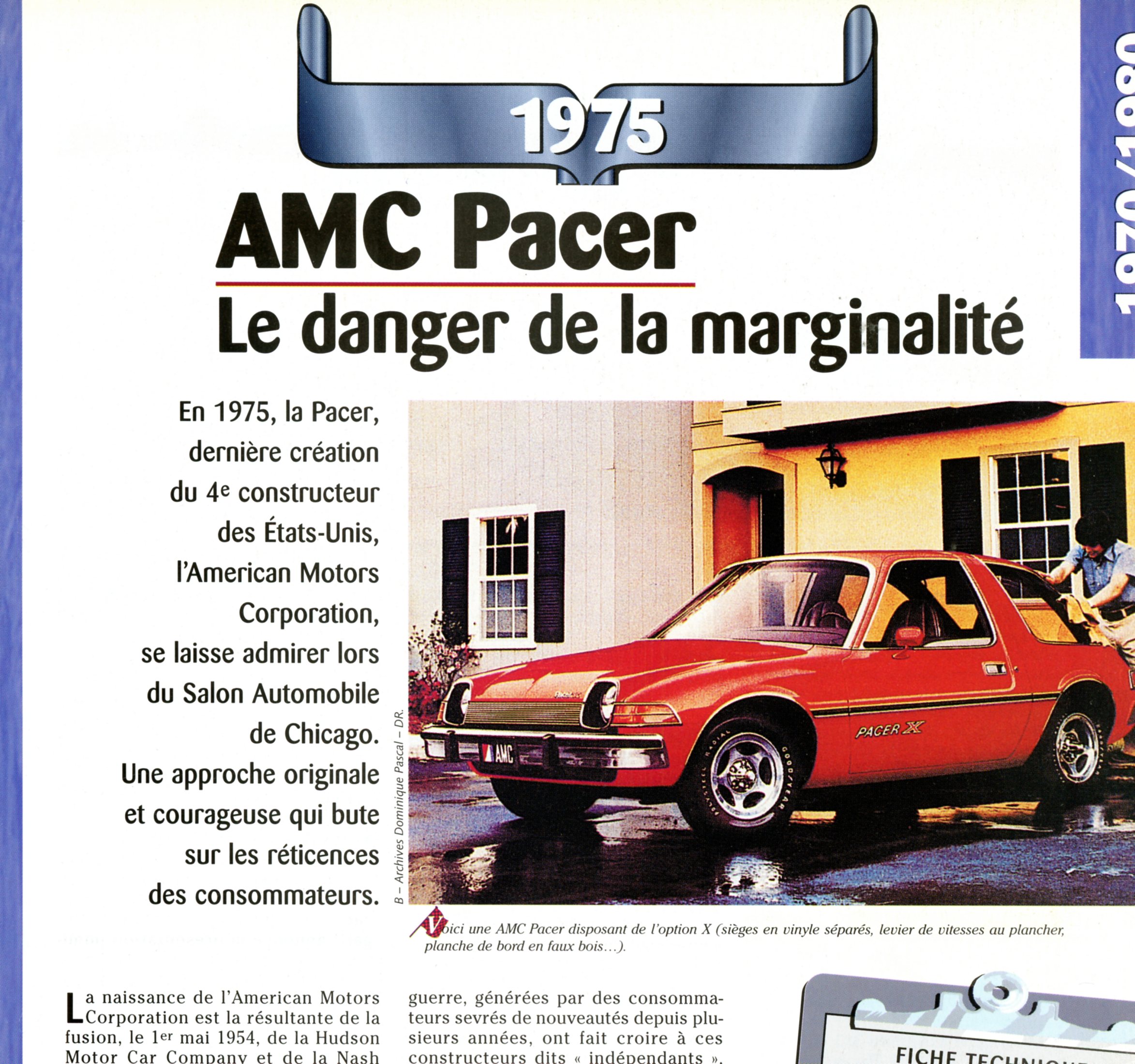 FICHE AMC PACER 60 - FICHE AUTO TECHNIQUE