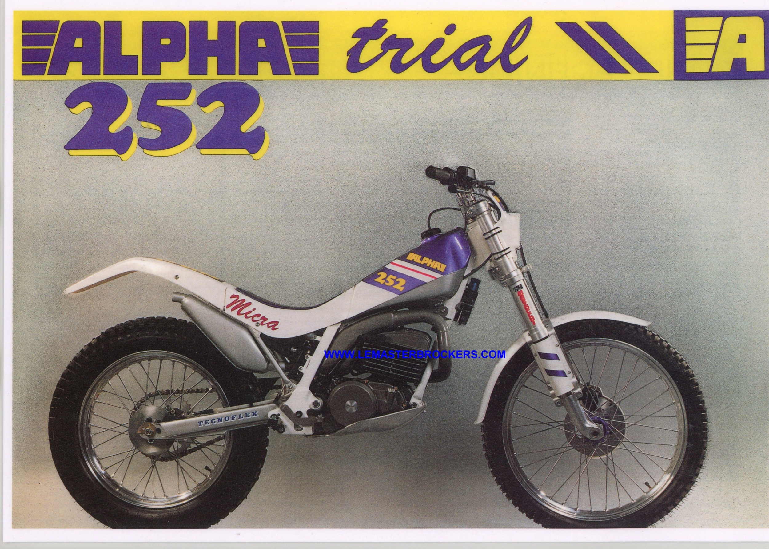 BROCHURE-ALPHA-252-TRIAL-PROSPEKT-REPRODUCTION-LEMASTERBROCKERS-FICHE-MOTO-facsimilé