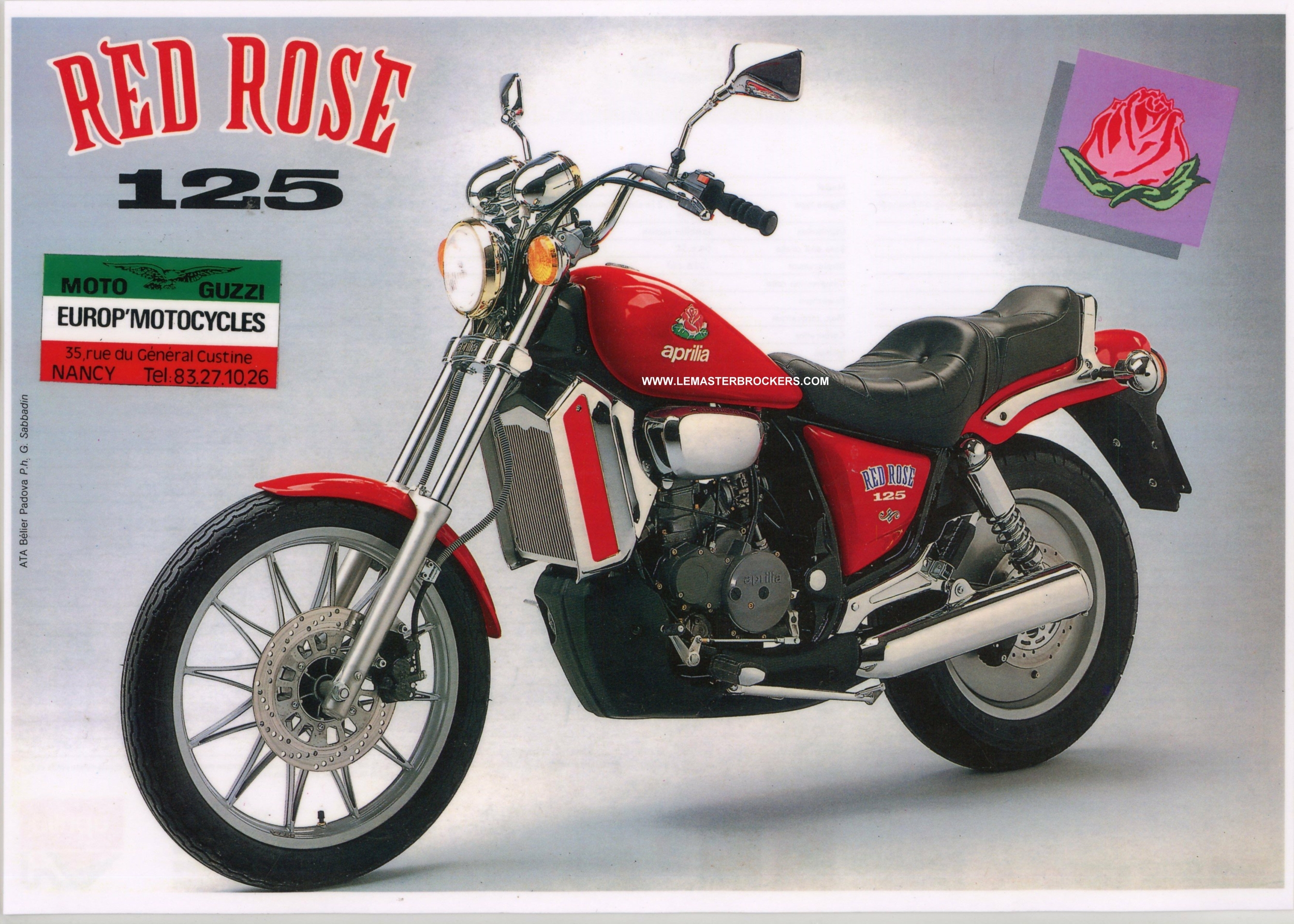 BROCHURE-MOTO-APRILIA-REDROSE-RED-ROSE-PROSPEKT-REPRODUCTION-LEMASTERBROCKERS-FICHE-MOTO-facsimilé