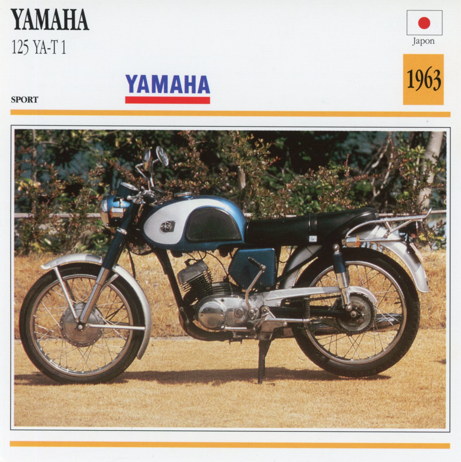 FICHE MOTO YAMAHA 125 YA T 1 / YAT1 - 1963