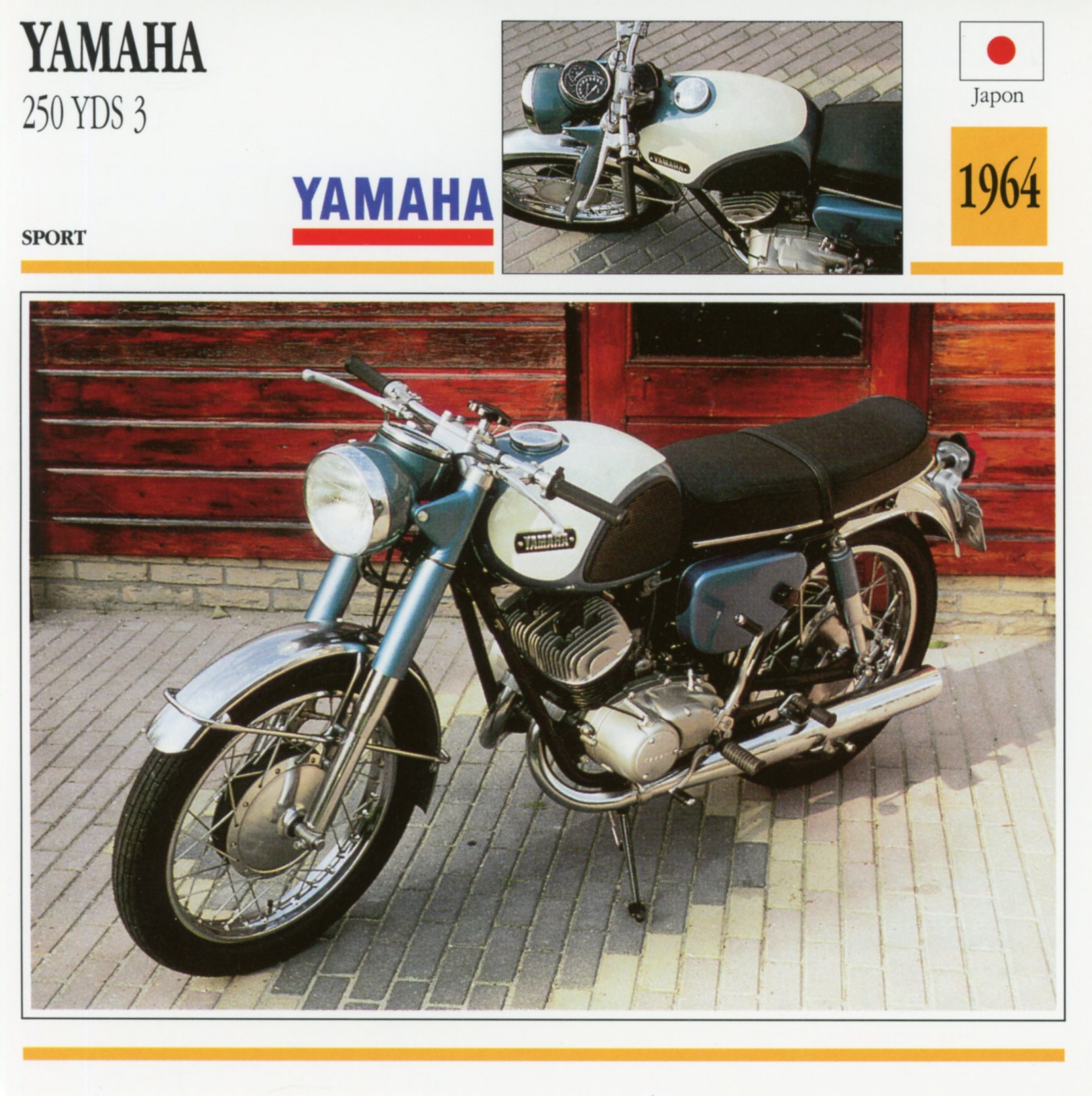 FICHE MOTO YAMAHA 250 YDS 3 / YDS3 - 1964