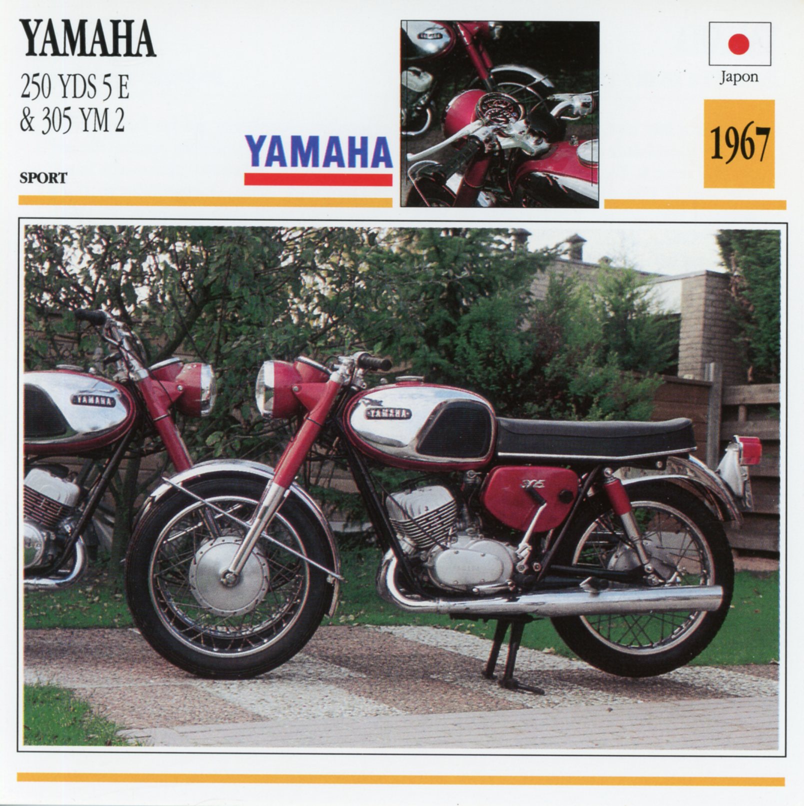 FICHE MOTO YAMAHA 250 YDS 5 E & 305 YM 2 - 1967