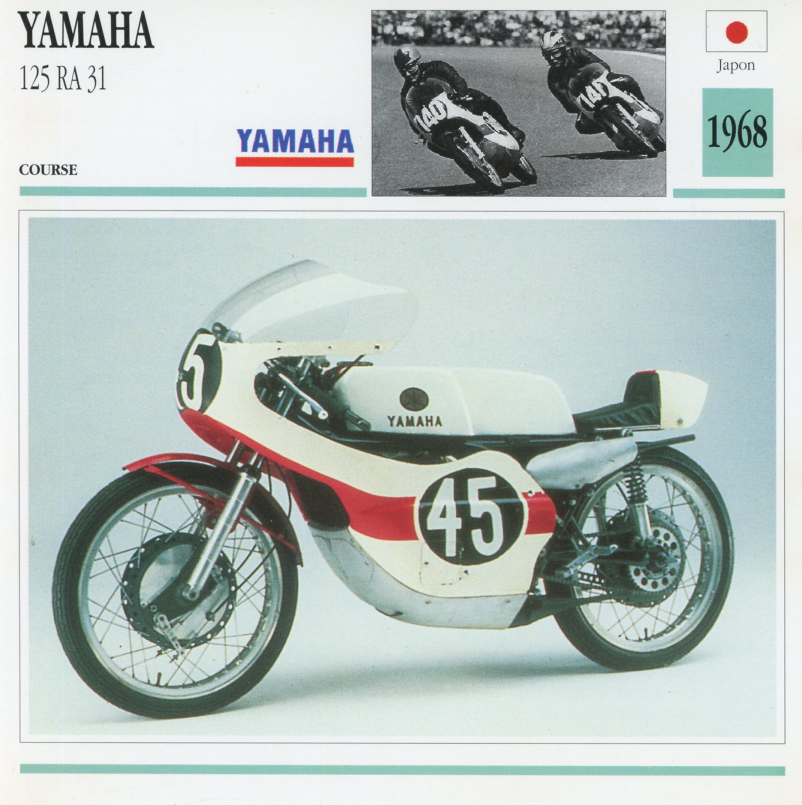 FICHE-MOTO-YAMAHA-125-RA31-1968-LEMASTERBROCKERS-littérature-brochure