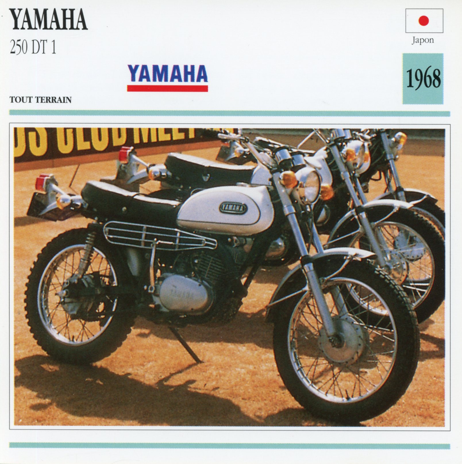 FICHE MOTO YAMAHA 250 DT 1 / DT1 - 1968