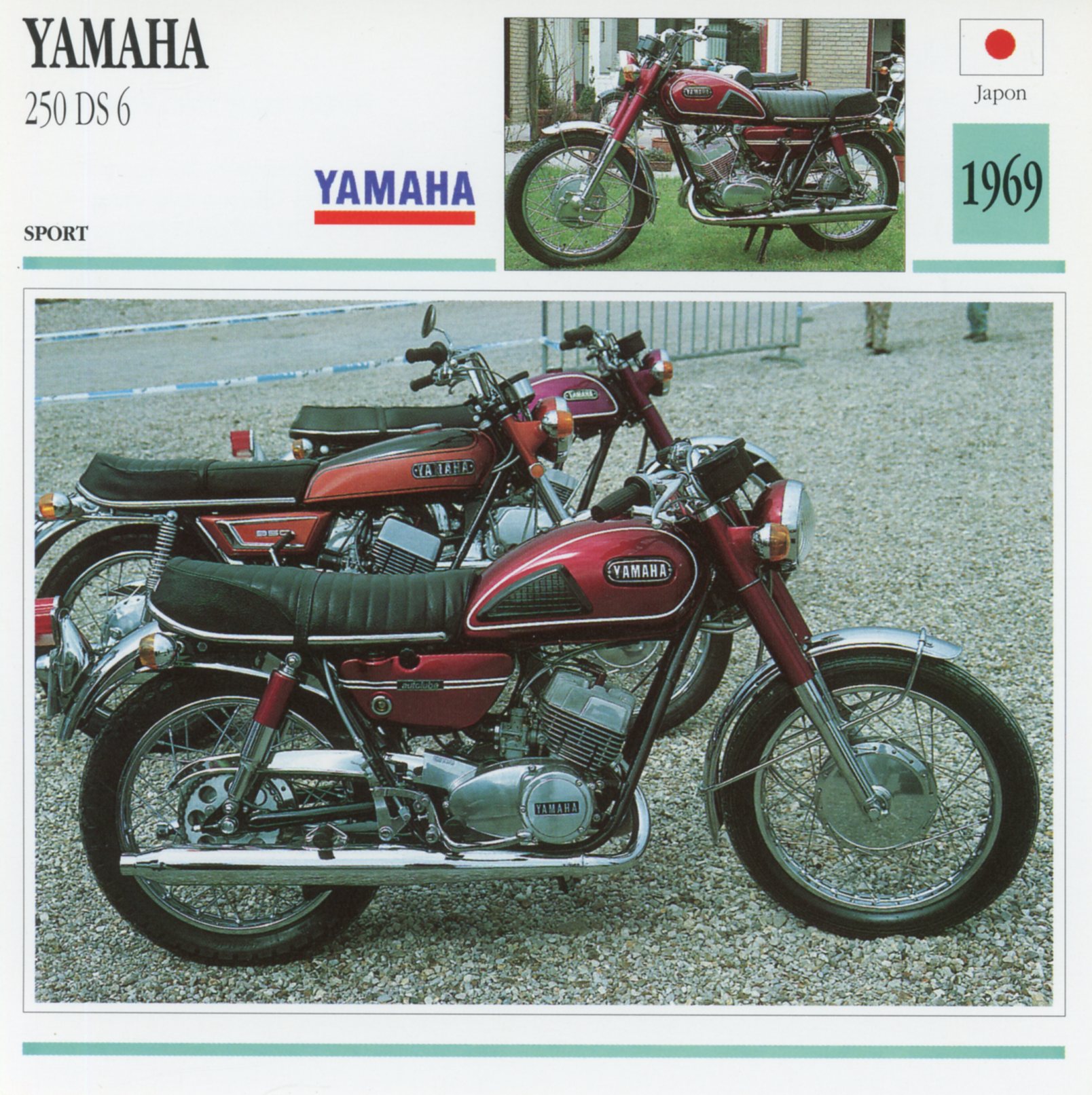 FICHE-MOTO-YAMAHA-250-DS-DS6-1969-LEMASTERBROCKERS-littérature-brochure