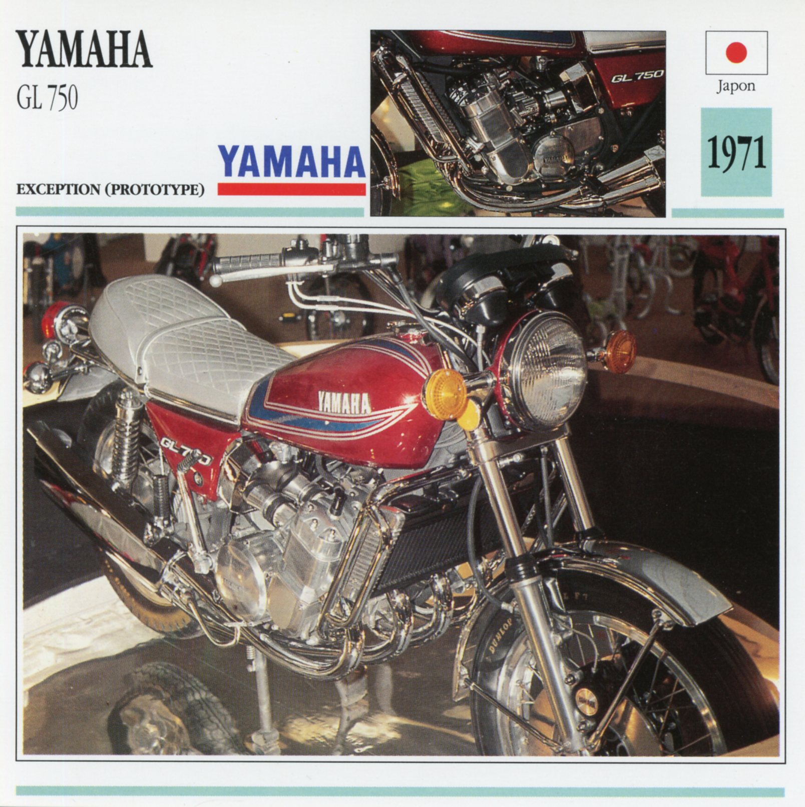FICHE-MOTO-YAMAHA-750-GL-GL750-1971-LEMASTERBROCKERS-littérature-brochure
