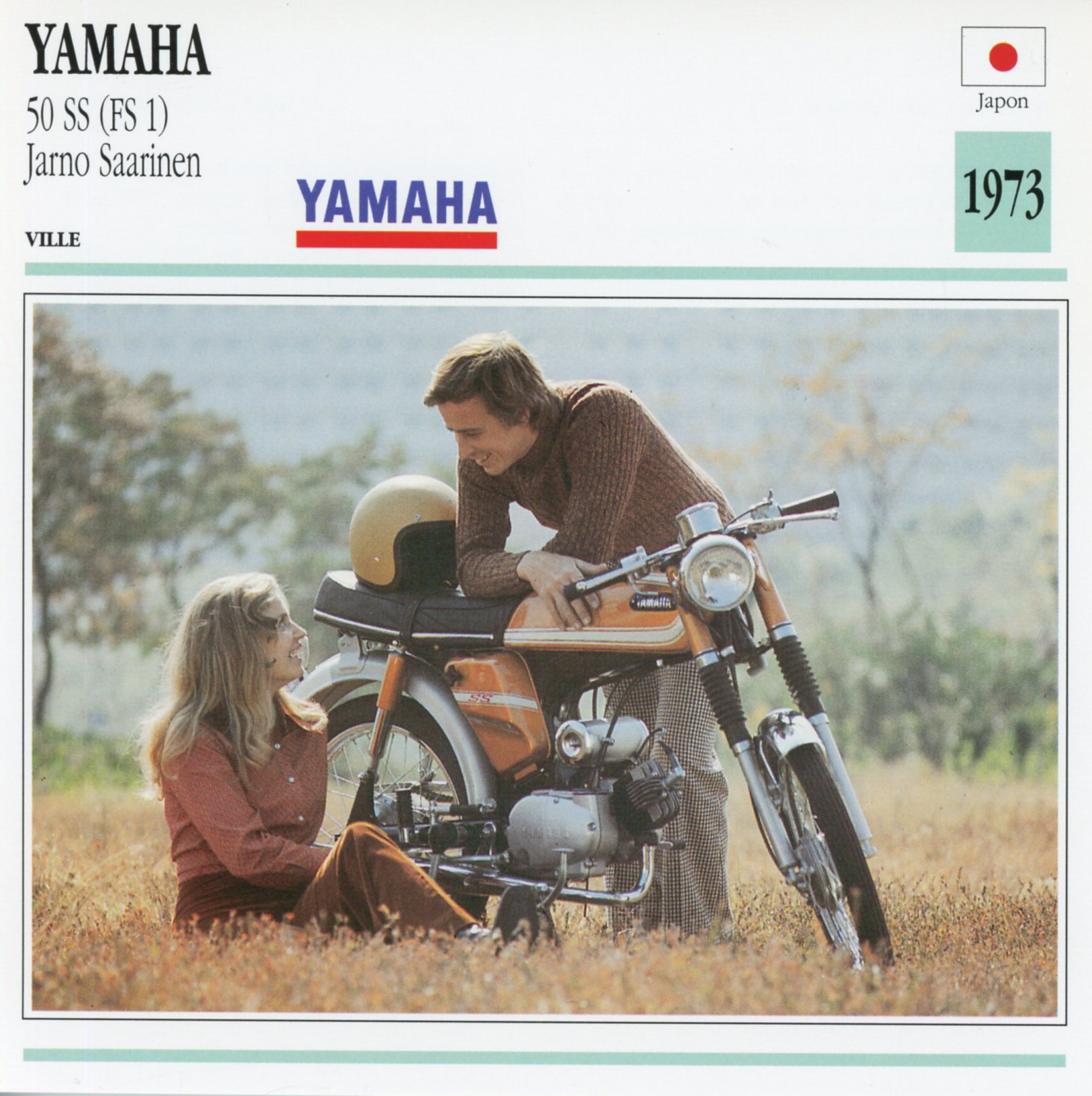 FICHE MOTO YAMAHA 50 SS FS1 JARNO SAARINEN - 1973