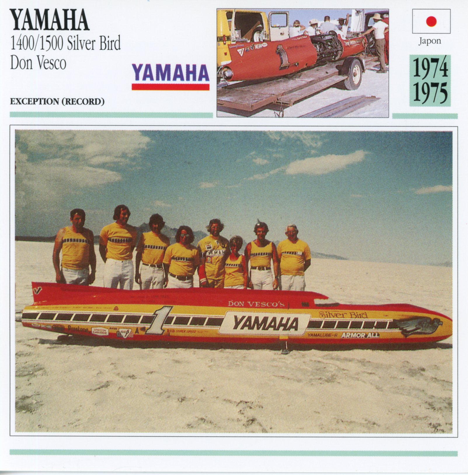 FICHE-MOTO-YAMAHA-SILVER-BIRD-DON-VESCO-1974-75-LEMASTERBROCKERS-littérature-brochure