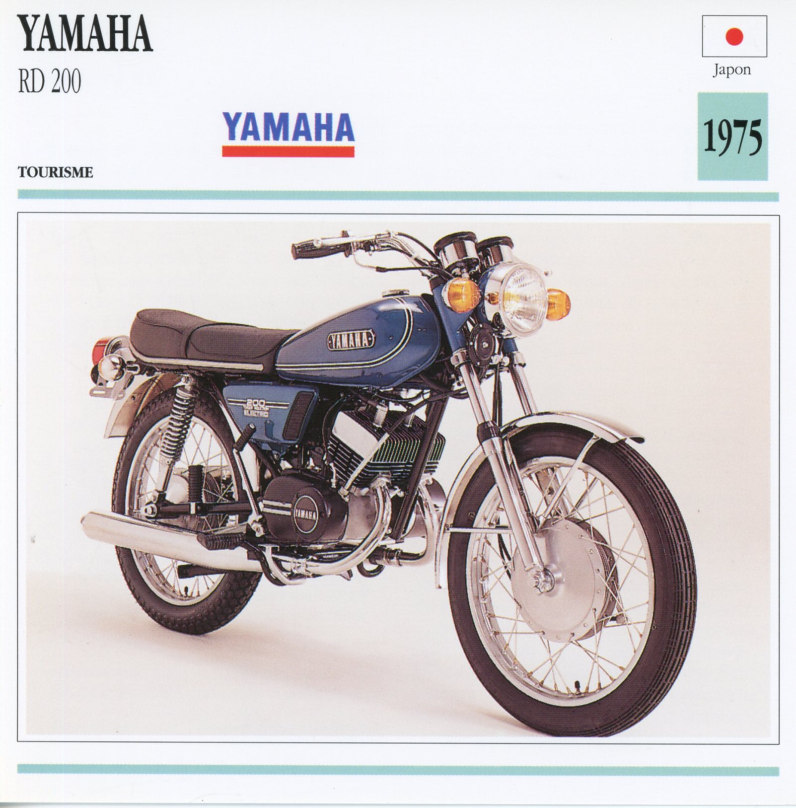 FICHE MOTO YAMAHA RD 200 / RD200 1975