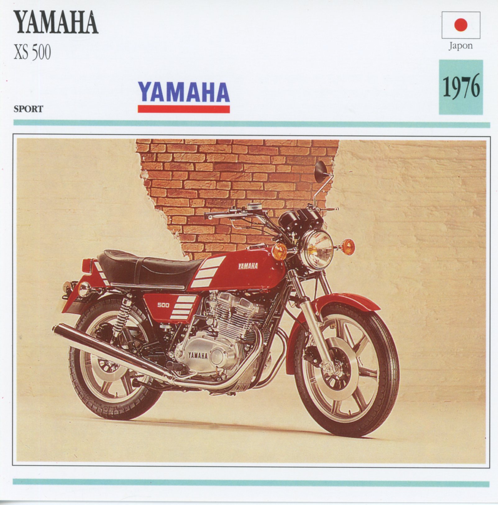 FICHE MOTO YAMAHA XS 500 / XS500 1976