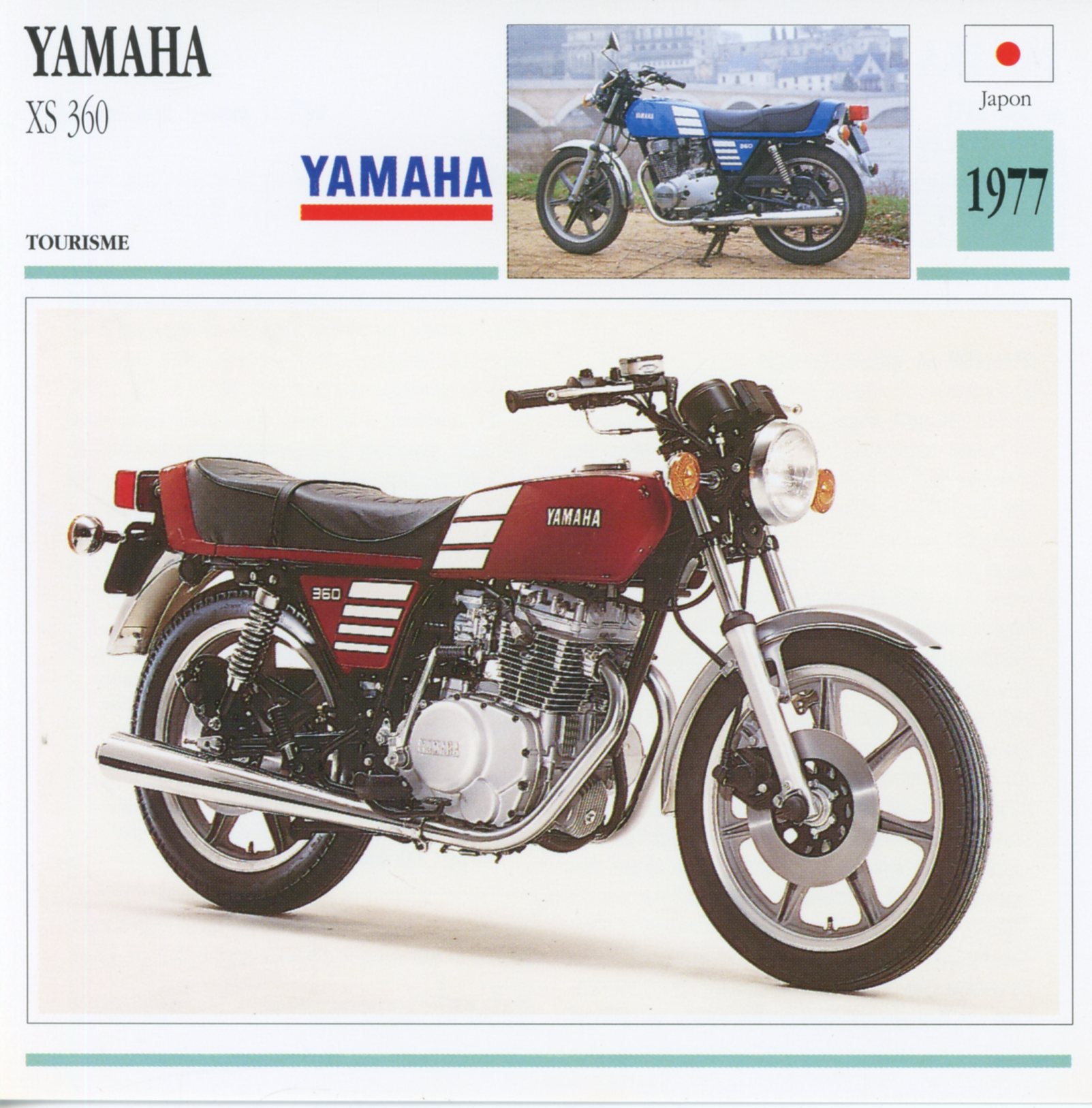 FICHE MOTO YAMAHA XS 360 / XS360 1977