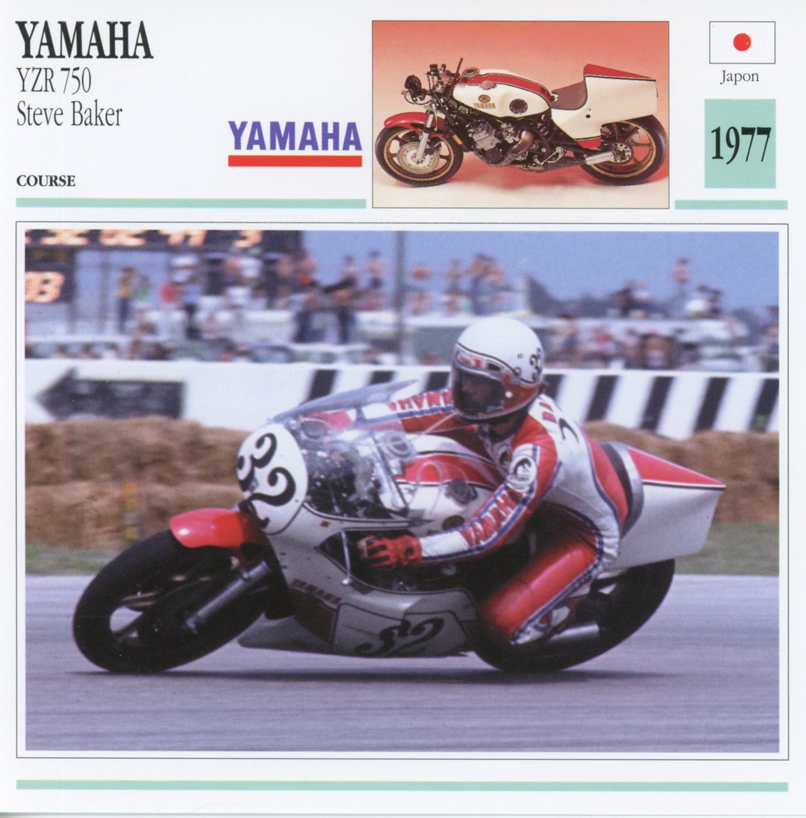 FICHE-MOTO-YAMAHA-YZR-750-STEVE-BAKER-1977-LEMASTERBROCKERS-littérature-brochure