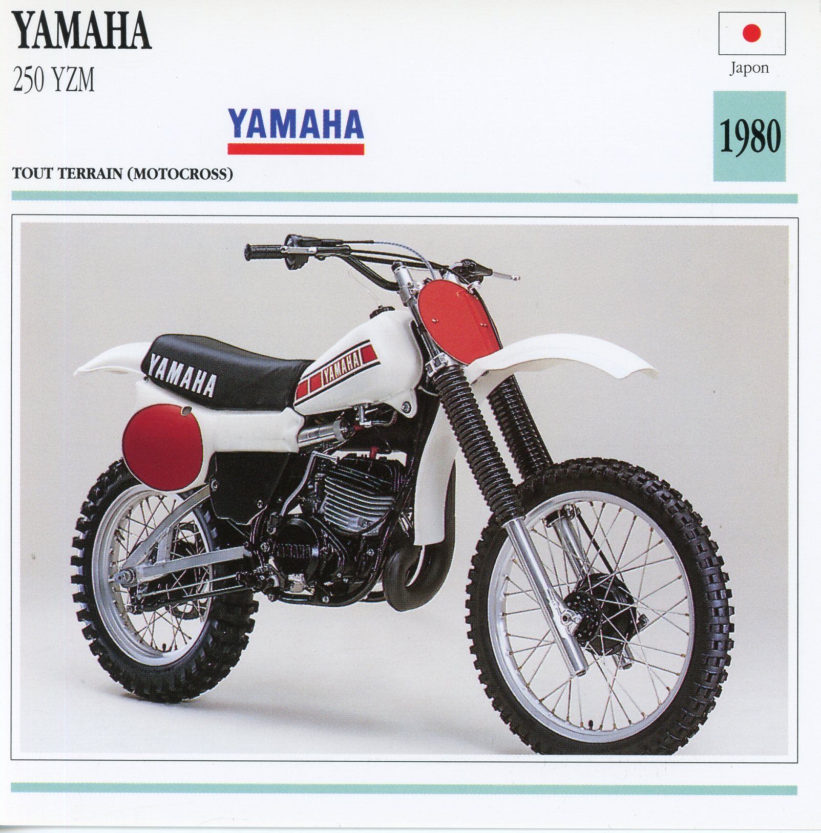 FICHE MOTO CROSS YAMAHA 250 YZM 1980 MOTOCROSS