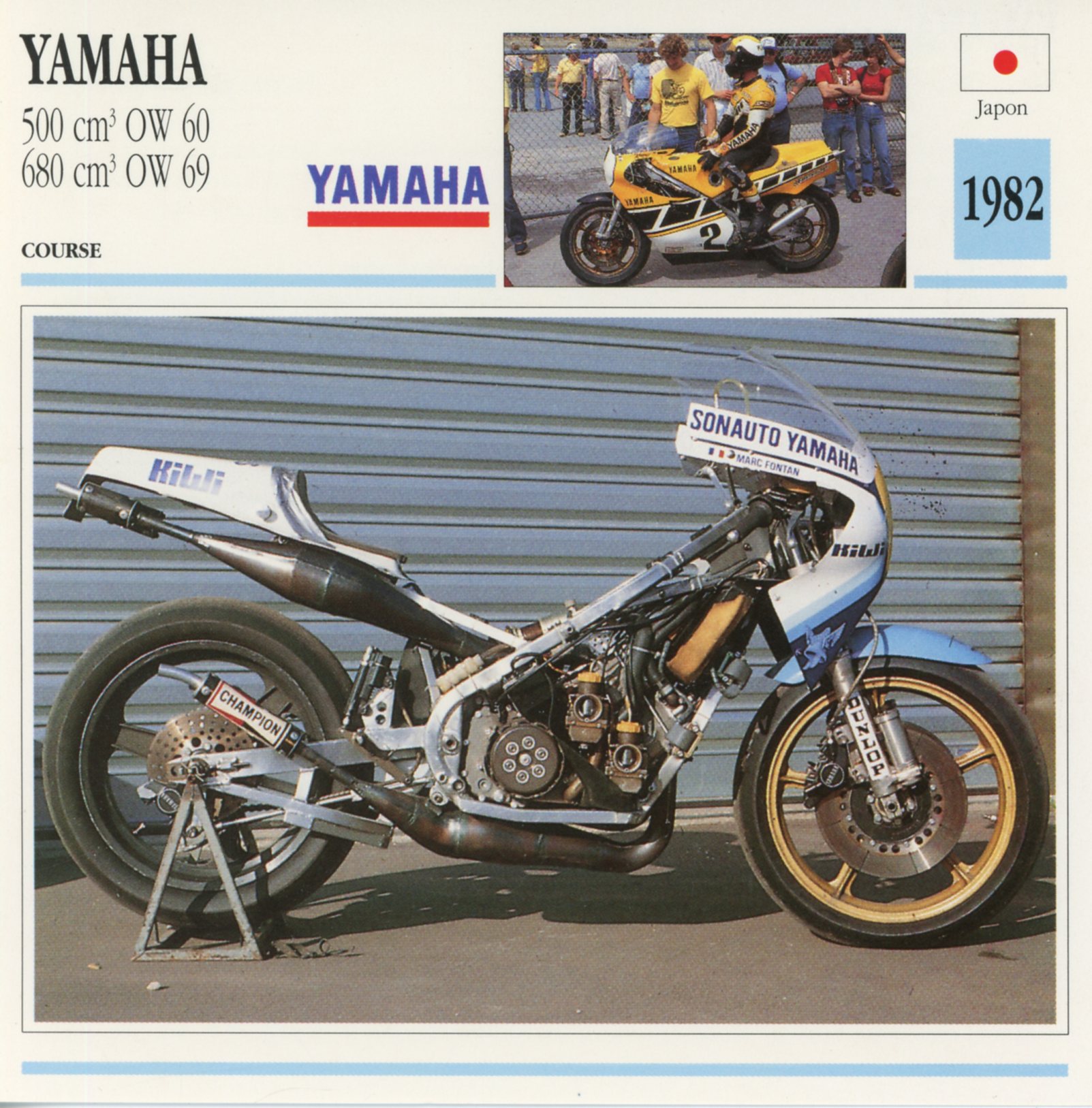 FICHE MOTO YAMAHA 500 OW60 / 680 OW 69 - 1982