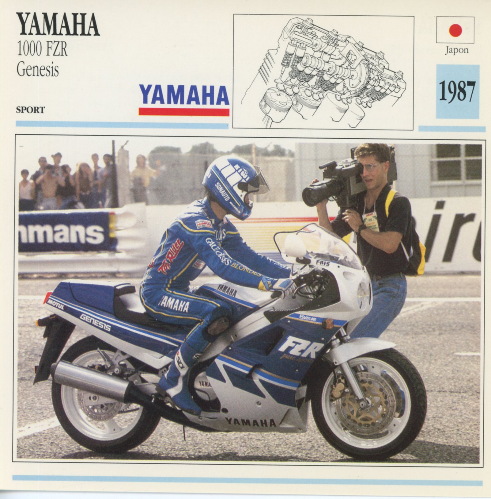 FICHE MOTO YAMAHA 1000 FZR GENESIS 1987 - CARTE FZR1000