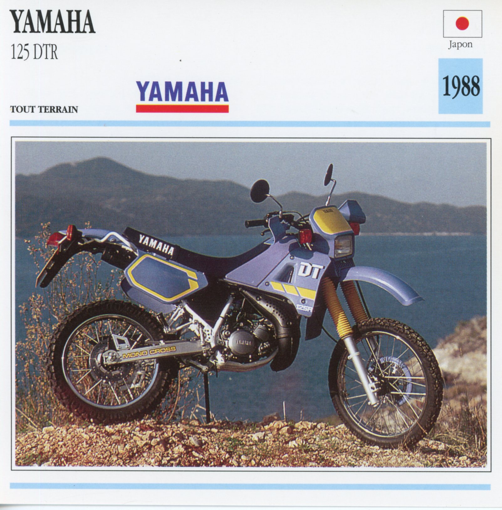 FICHE MOTO YAMAHA 125 DTR 1988 - CARTE MOTO 125DTR