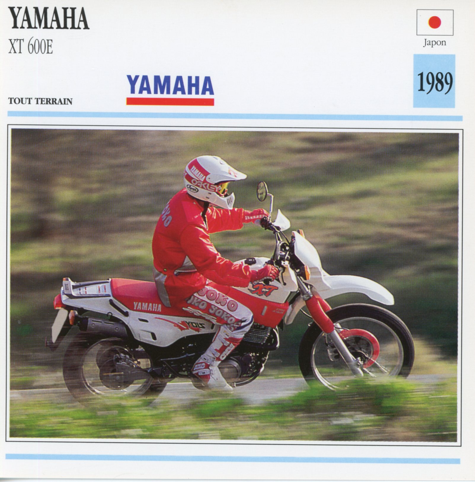 FICHE MOTO YAMAHA XT 600 E 1989 - CARTE MOTO XT600 E