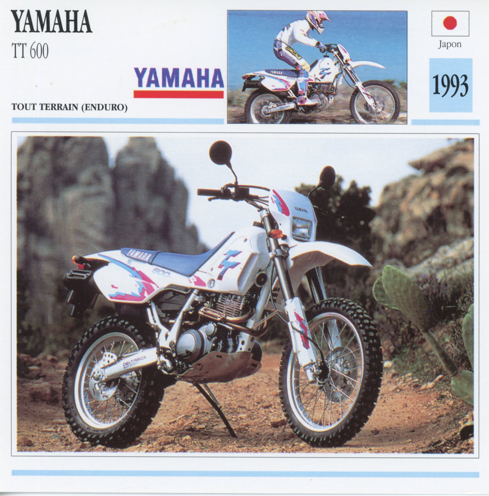 FICHE-MOTO-YAMAHA-TT600-TT-1993-lemasterbrockers-Carte-Motorcycle-Card-ATLAS