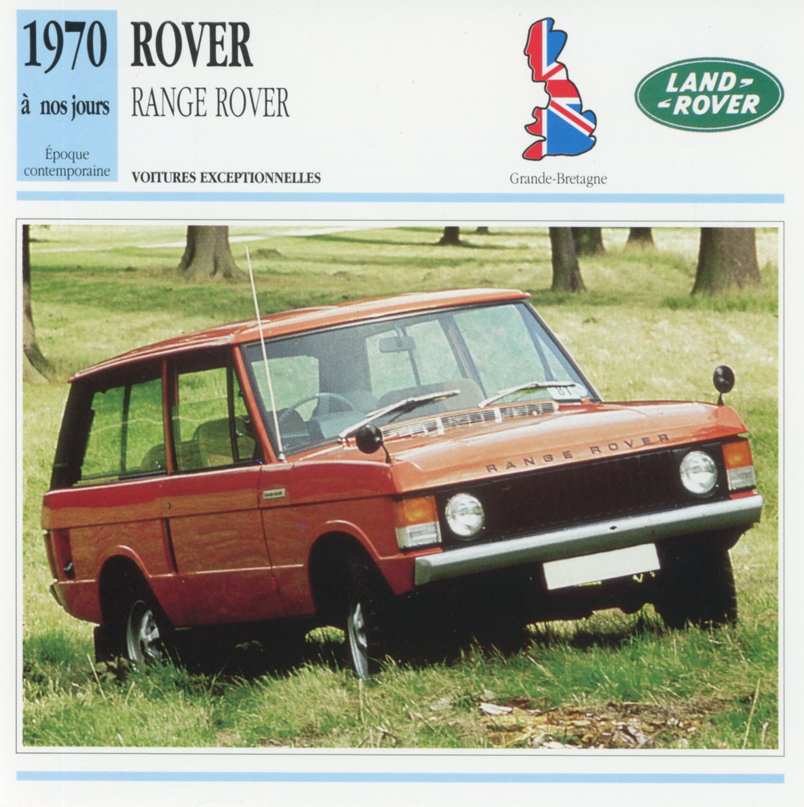 FICHE-AUTO-RANGE-ROVER-4X4-1970-lemasterbrockers-Carte-CARS-Card-ATLAS