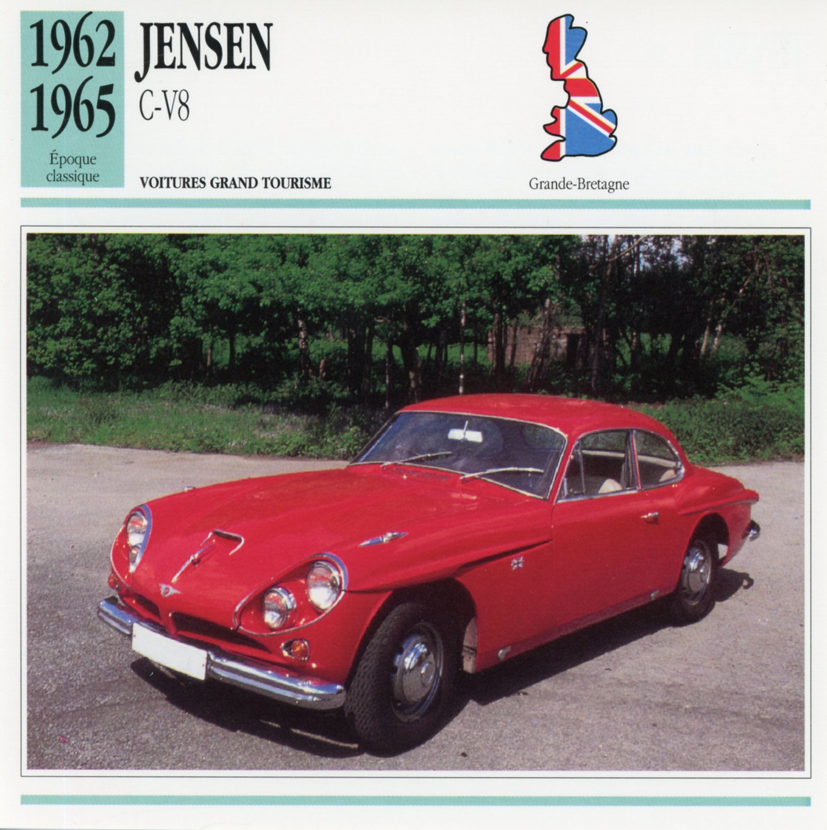 JENSEN C V8 1962 1965 - FICHE AUTO COLLECTION - CARS CARD ATLAS