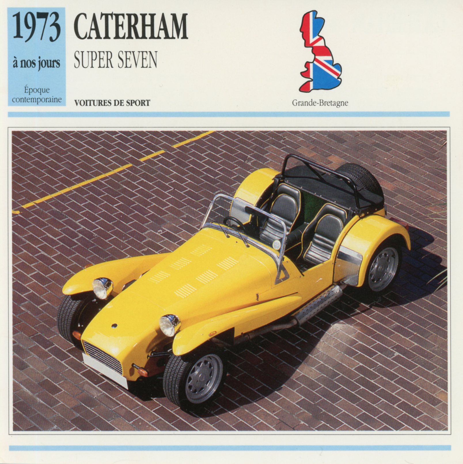 CATERHAM-SUPER-SEVEN-1973-FICHE-AUTO-LEMASTERBROCKERS-CARD-ATLAS