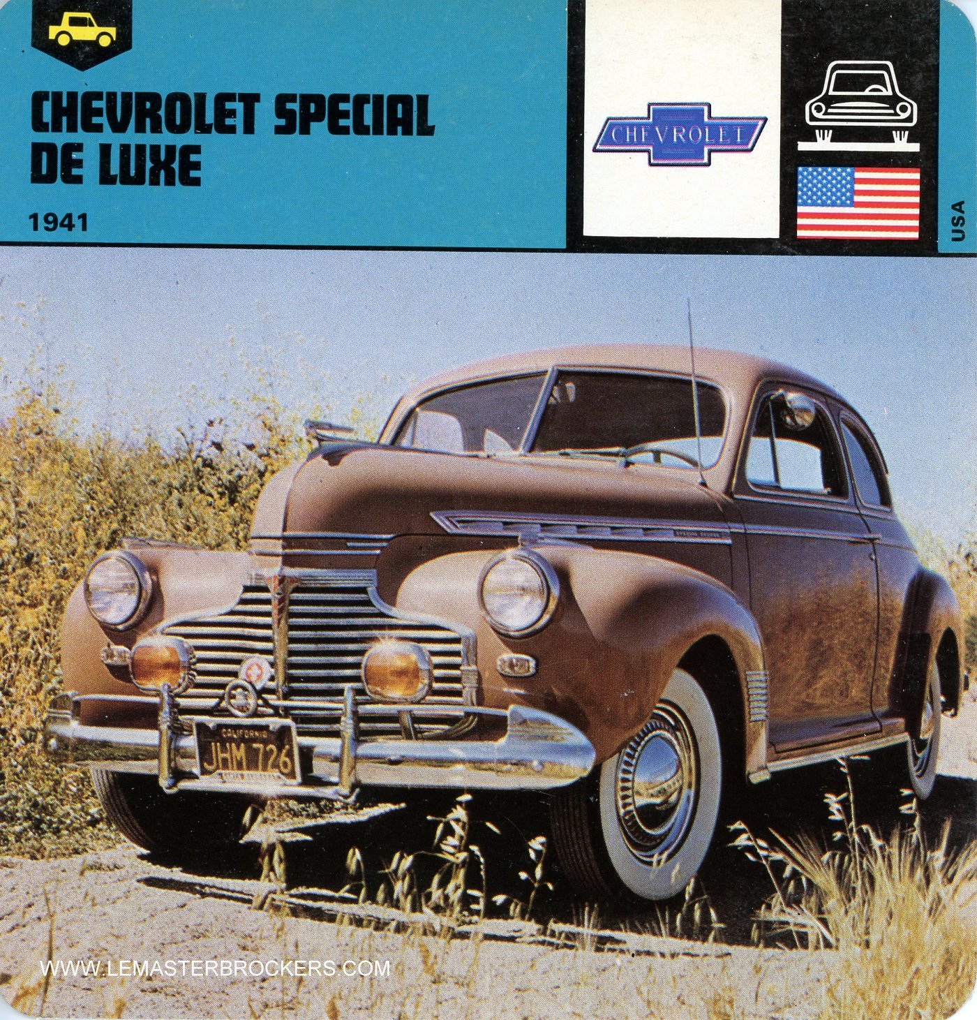 FICHE AUTO CHEVROLET SPECIAL DE LUXE - 1941