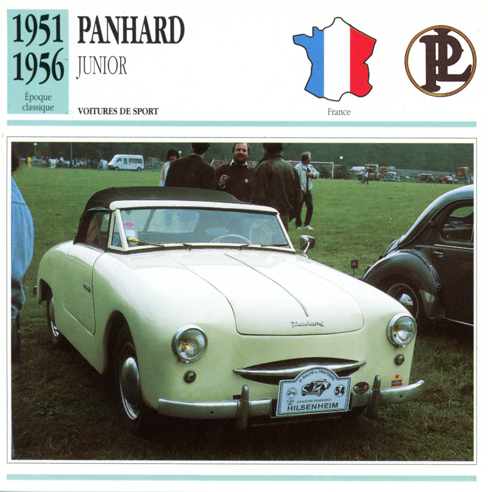 PANHARD JUNIOR - FICHE AUTO COLLECTION CARS CARD ATLAS
