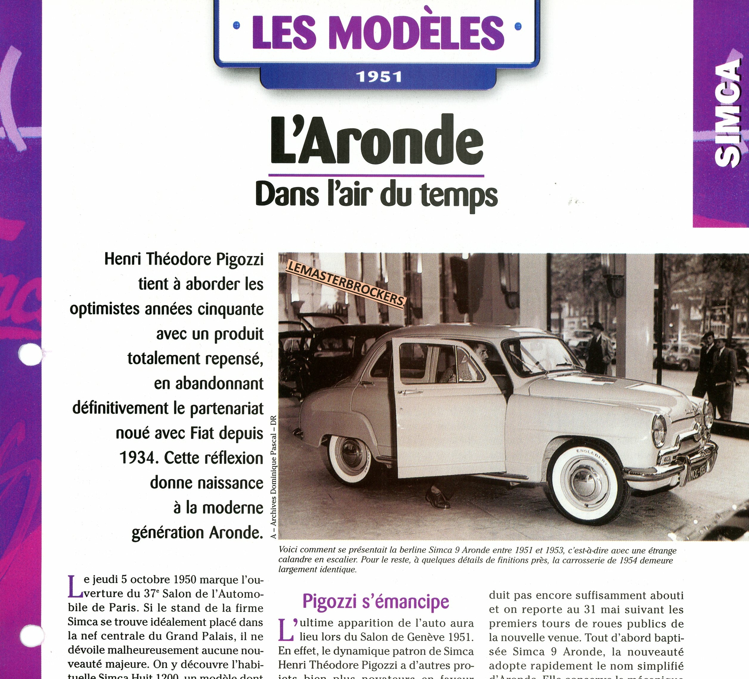 FICHE-AUTO-SIMCA-ARONDE-FICHE-MODELES-1951-LEMASTERBROCKERS