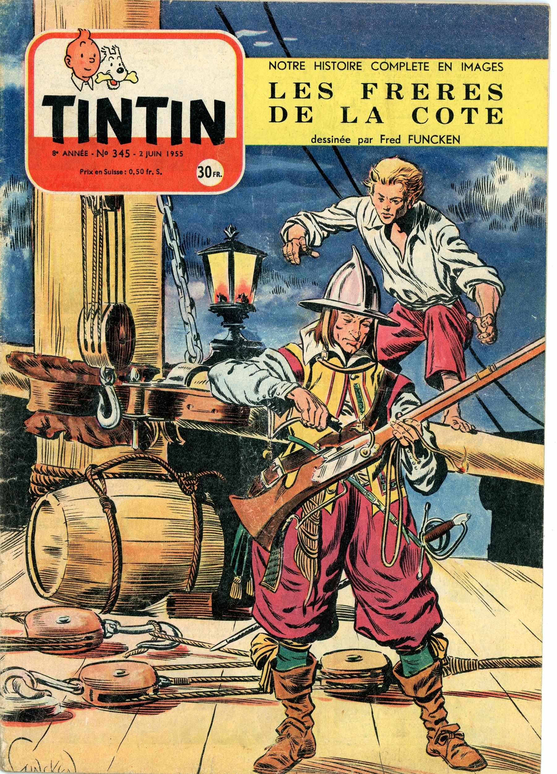 JOURNAL TINTIN N° 345 - 2 JUIN 1955 - L\'AFFAIRE TOURNESOL PAR HERGE