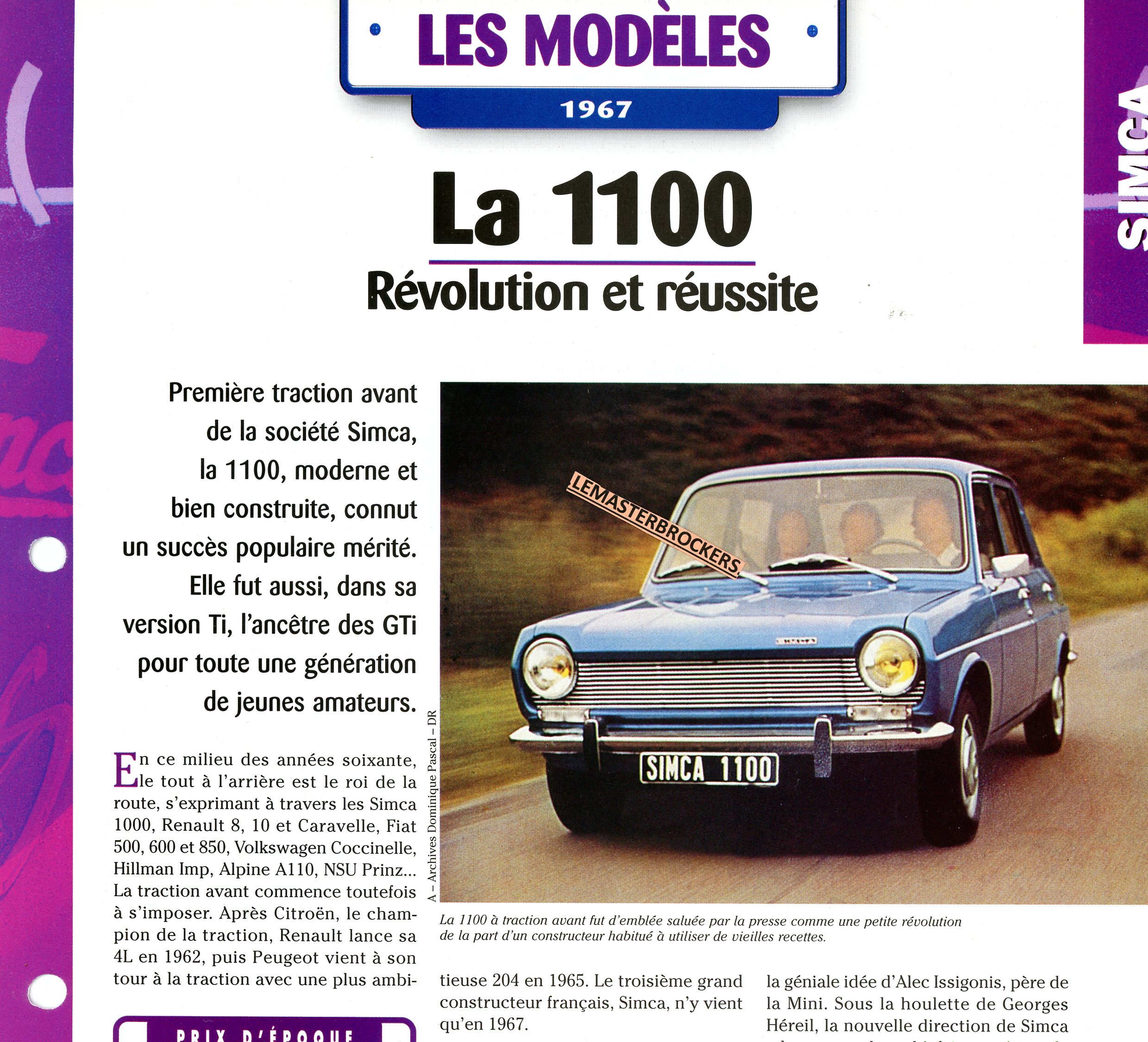 FICHE-AUTO-SIMCA-1100-LEMASTERBROCKERS-1967