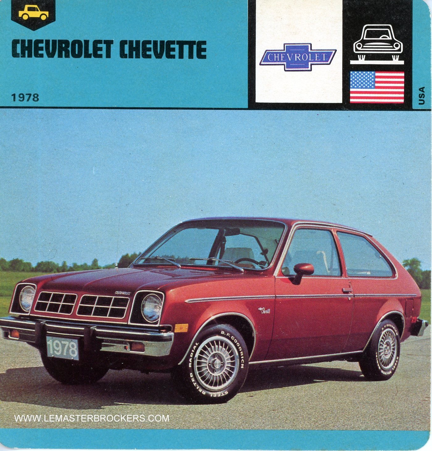 FICHE AUTO CHEVROLET CHEVETTE CARS-CARD LEMASTERBROCKERS