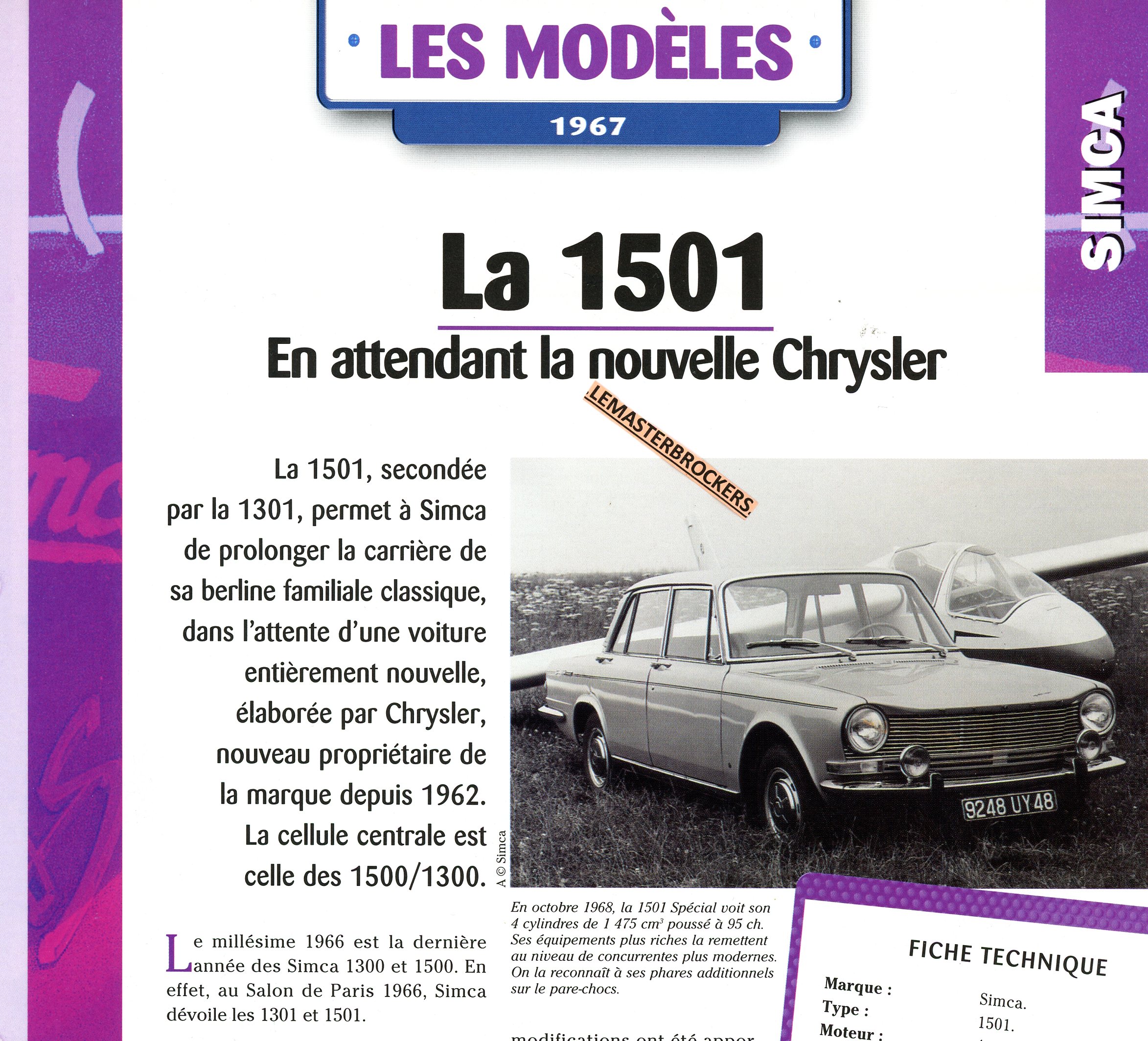 FICHE-AUTO-SIMCA-1501-1967-LEMASTERBROCKERS