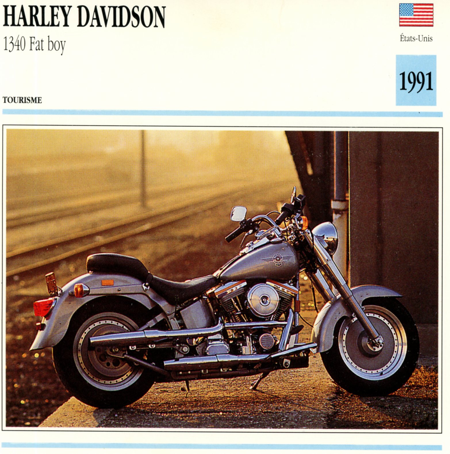 HARLEY DAVIDSON 1340 FAT BOY 1991 - FICHE MOTO CARACTERISTIQUES
