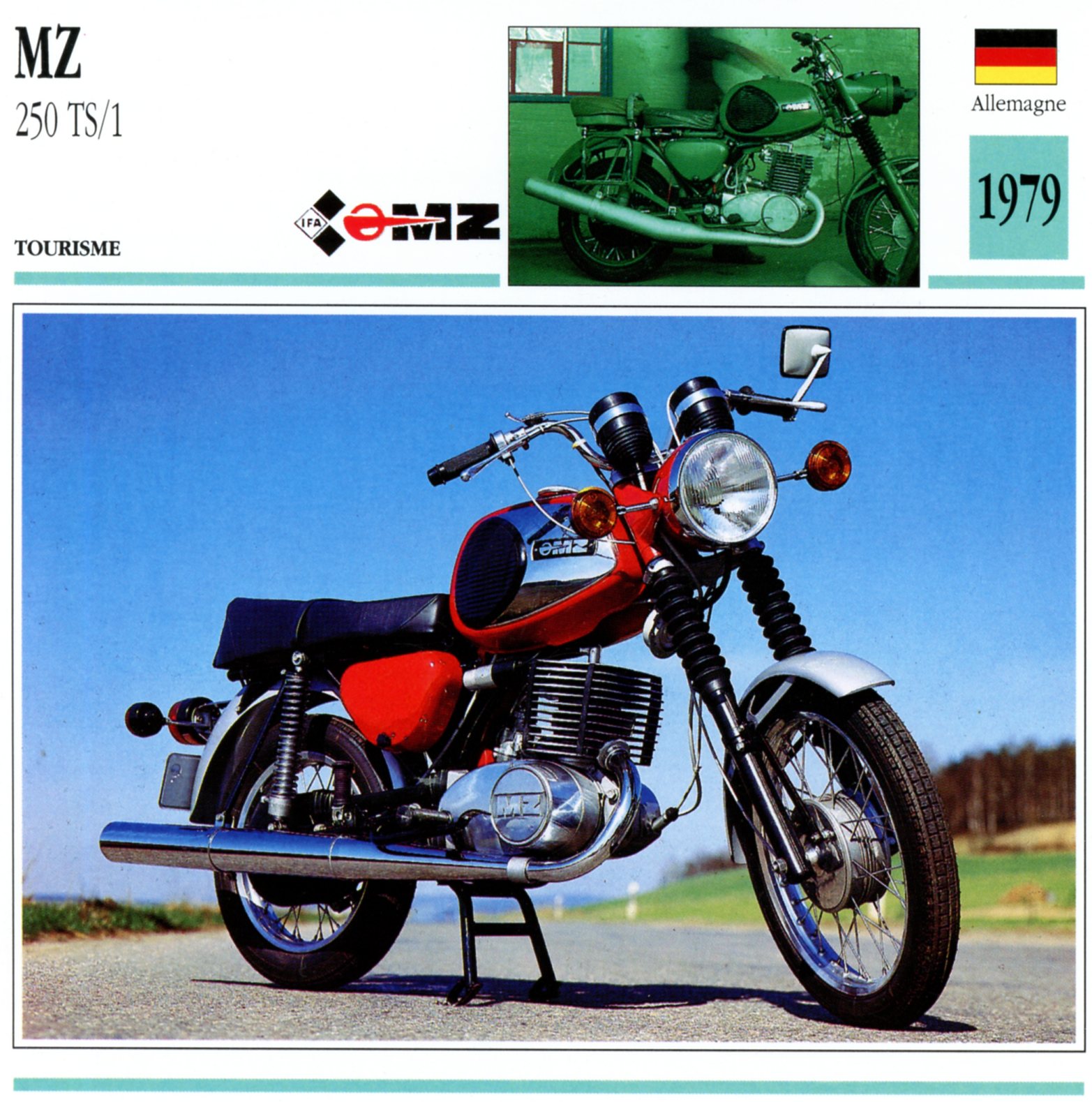 MZ 250 TS/1 - FICHE MOTO CARACTERISTIQUES MZ250