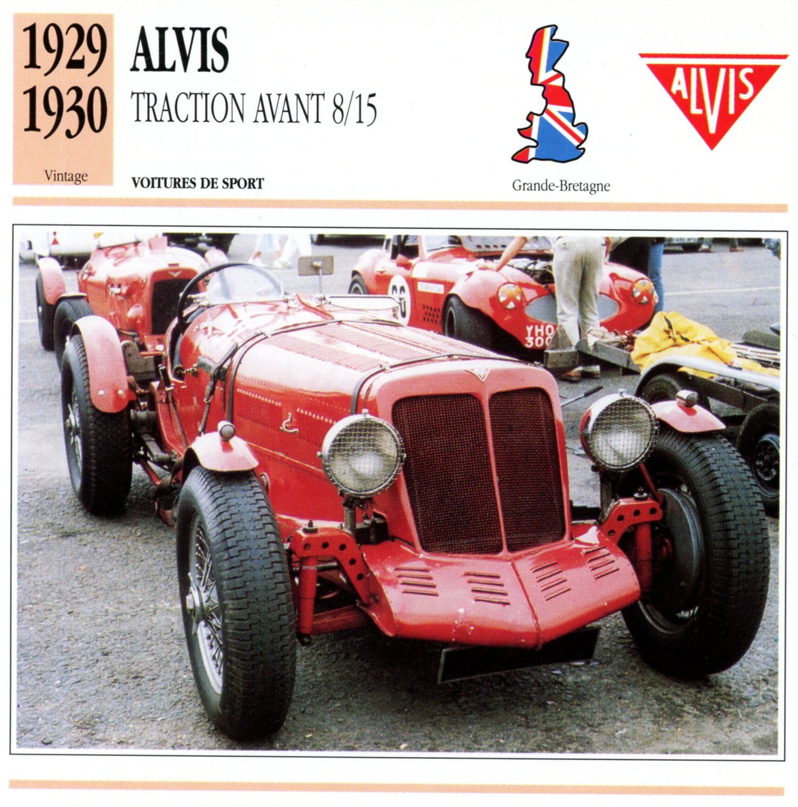 FICHE-AUTO-ALVIS-TRACTION-AVANT-1929-LEMASTERBROCKERS-CARS-CARD