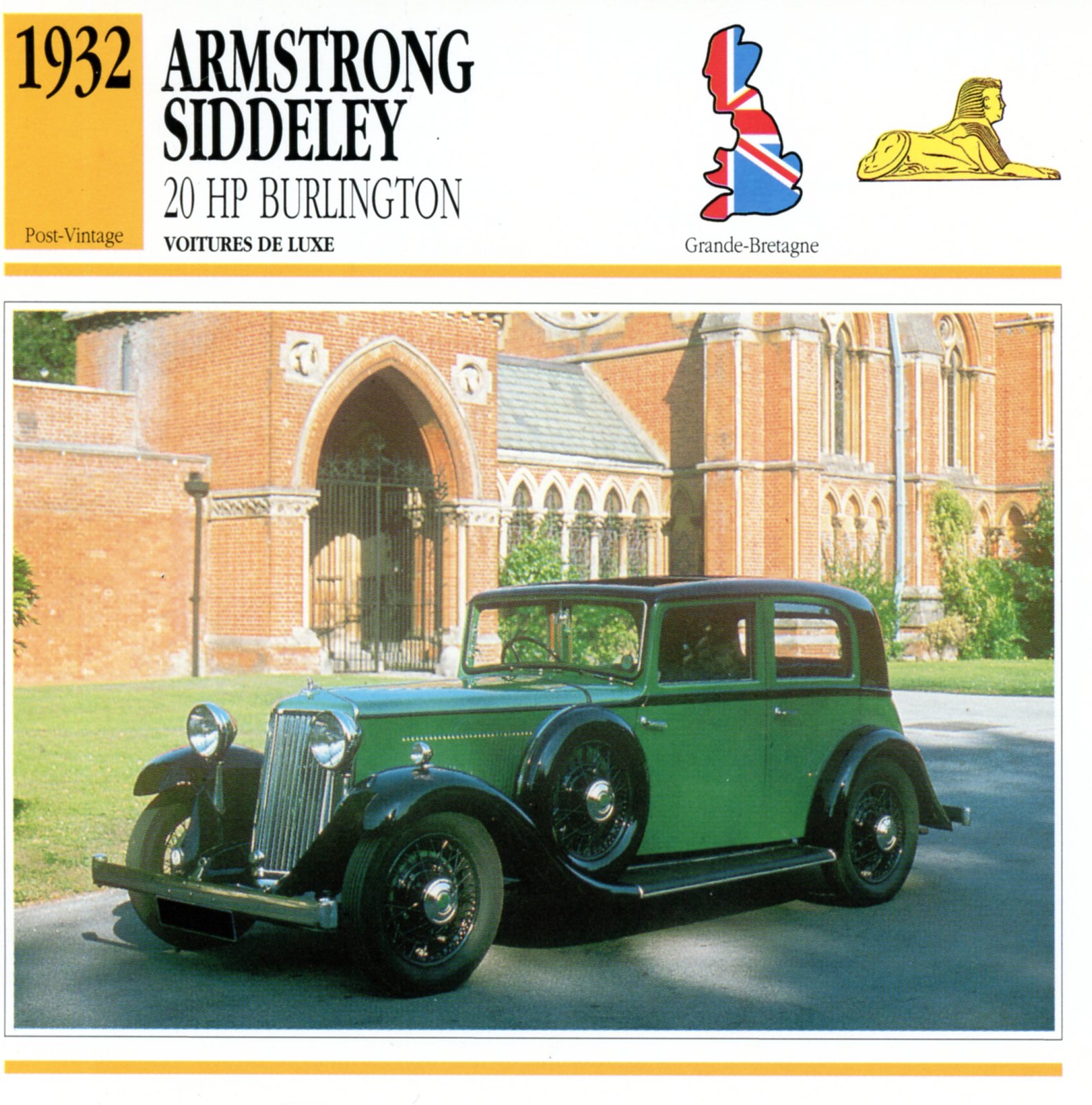 FICHE-AUTO-ARMSTRONG-SIDDELEY-20HP-LEMASTERBROCKERS-CARS-CARD