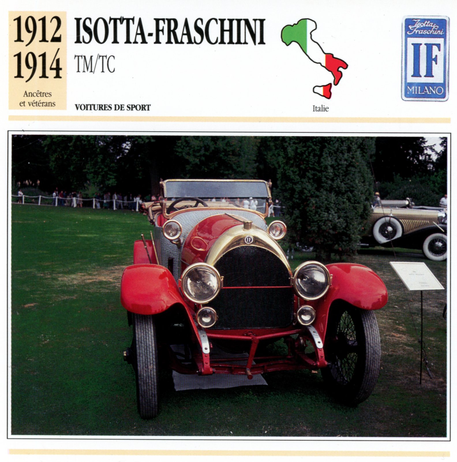 ISOTTA FRASCHINI TM TC 1912 1914 - FICHE AUTO COLLECTION ATLAS