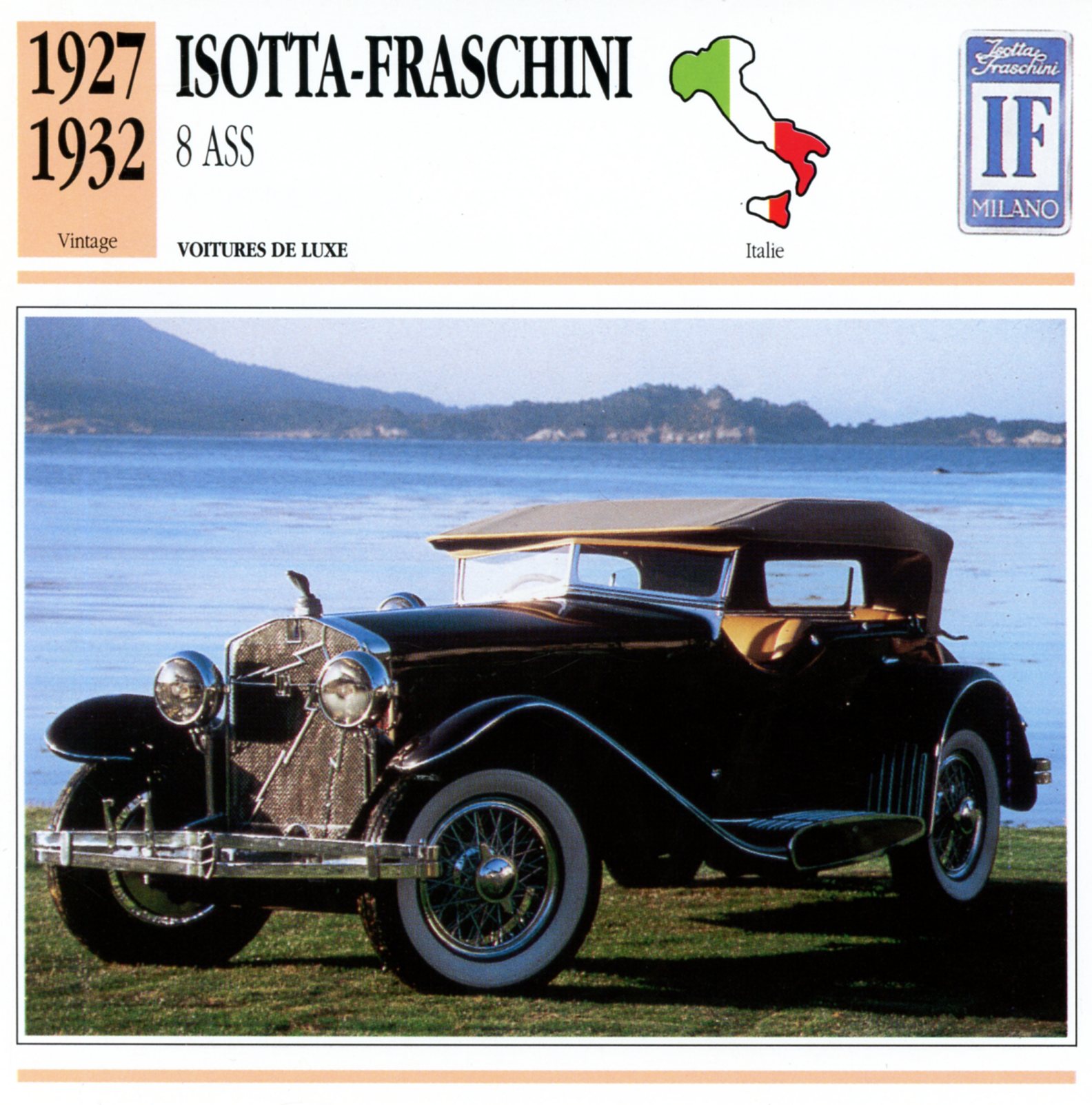 ISOTTA FRASCHINI 8ASS 1927-1932 FICHE AUTO COLLECTION ATLAS