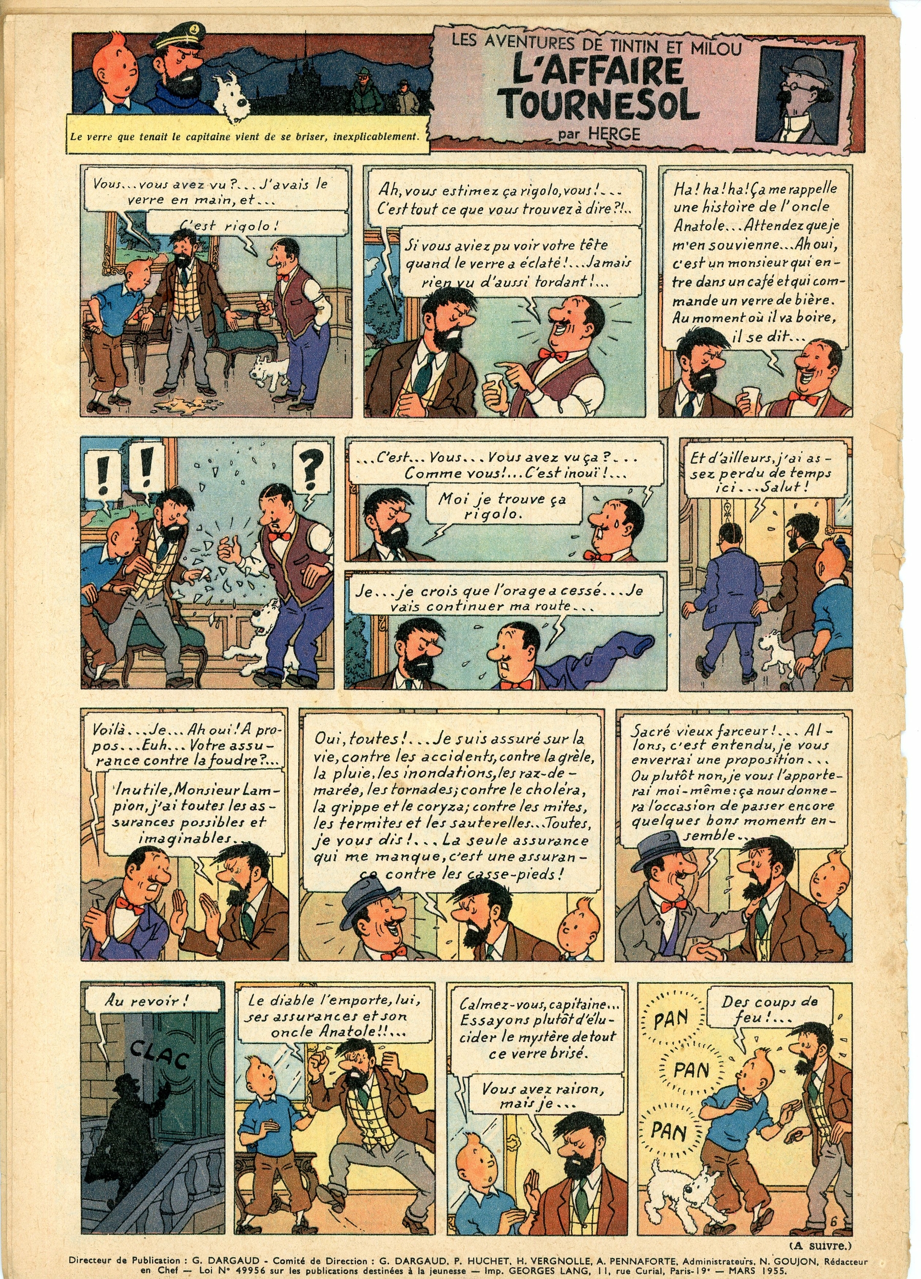 JOURNAL de TINTIN N° 333 - 10 MARS 1955 - LAFFAIRE TOURNESOL
