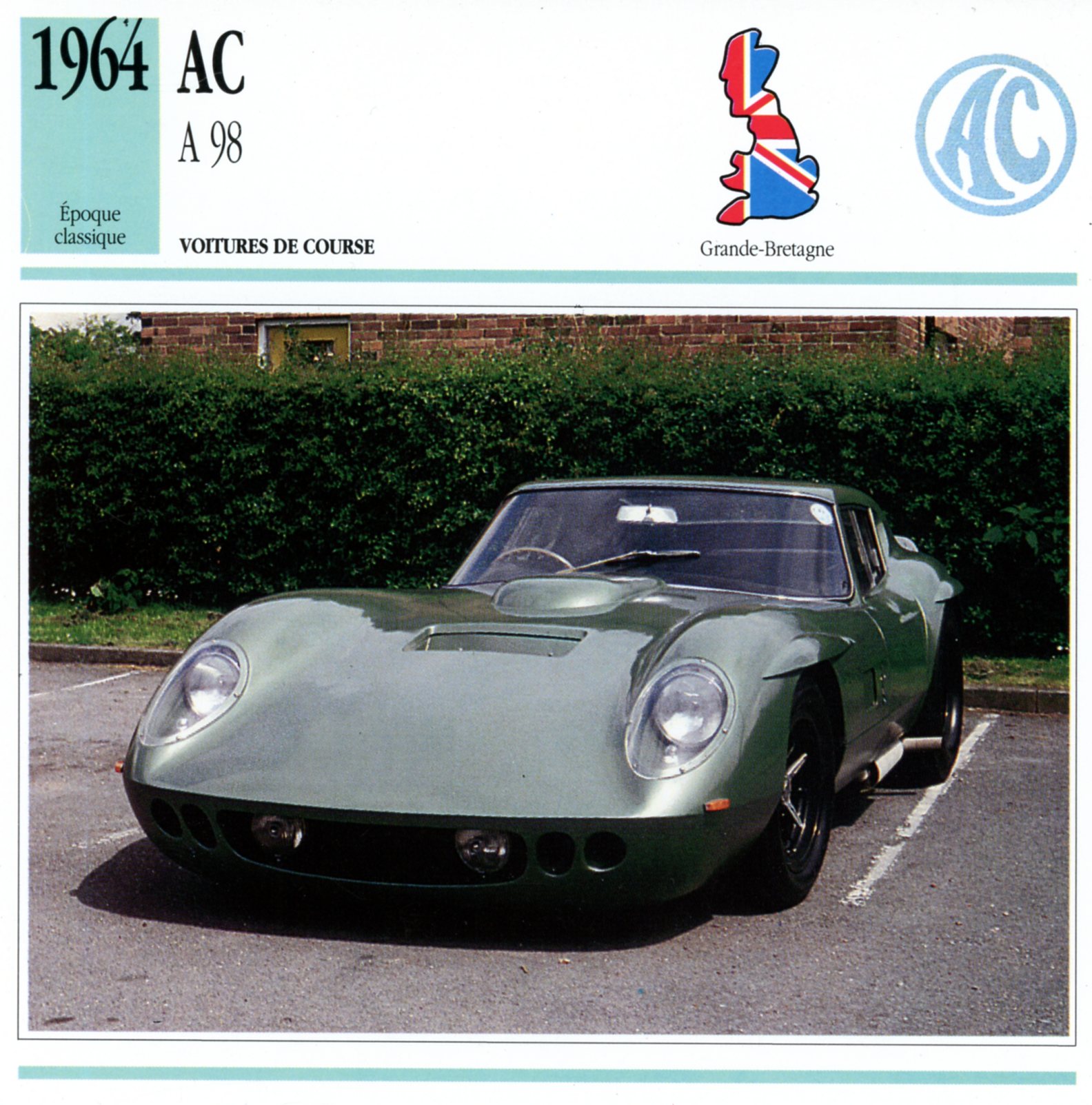 FICHE-AUTO-AC-A98-1964-LEMASTERBROCKERS-CARS-CARD