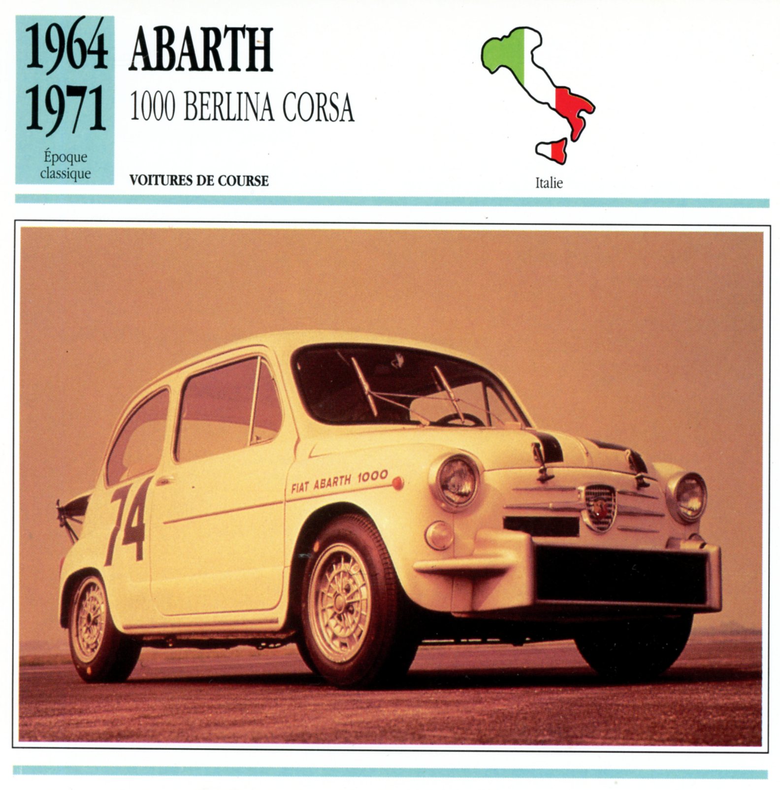 FICHE-AUTO-ABARTH-1000-CORSA-LEMASTERBROCKERS-CARS-CARD