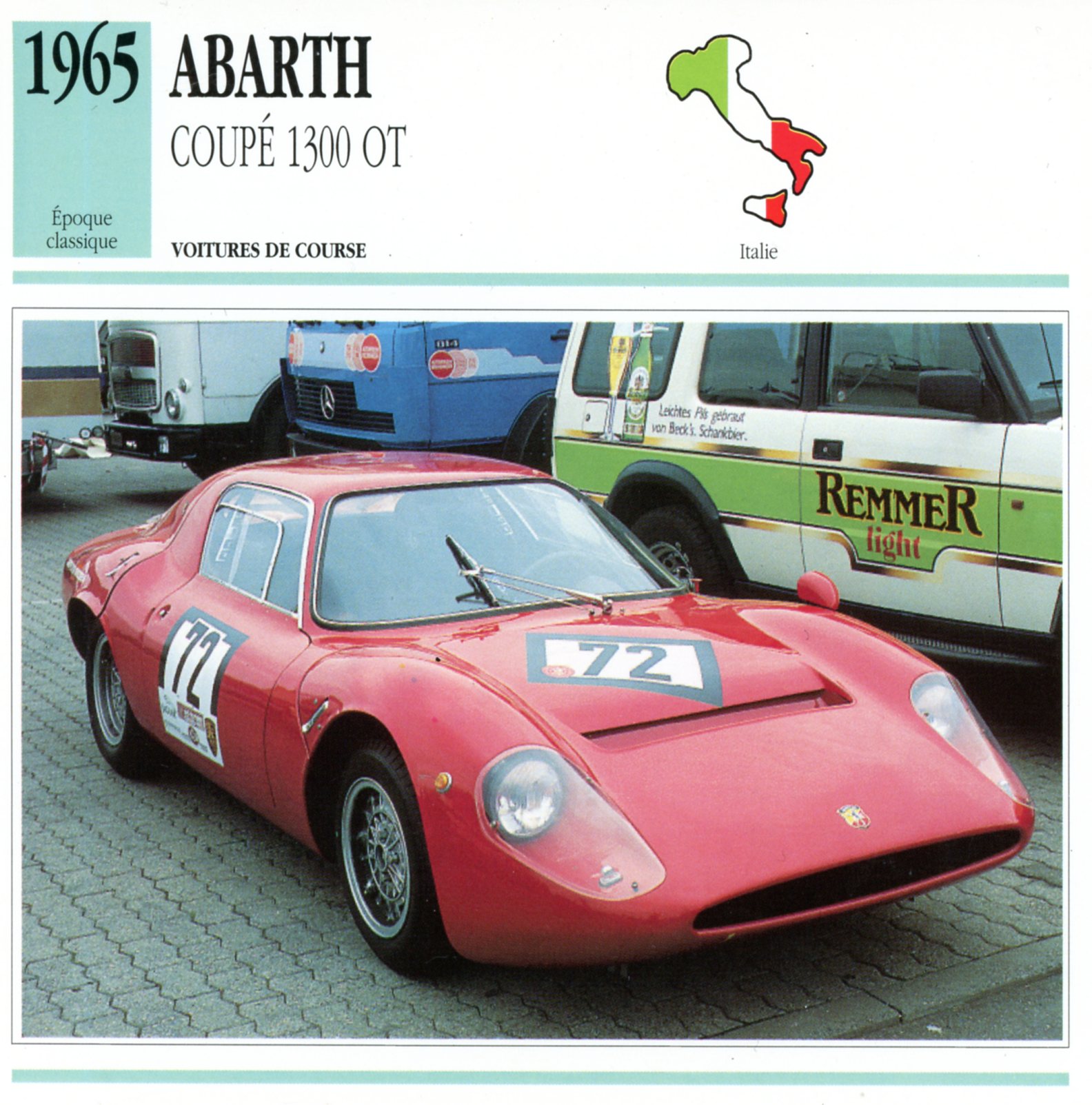 ABARTH COUPÉ 1300 OT 1965 - FICHE AUTO CARACTÉRISTIQUES