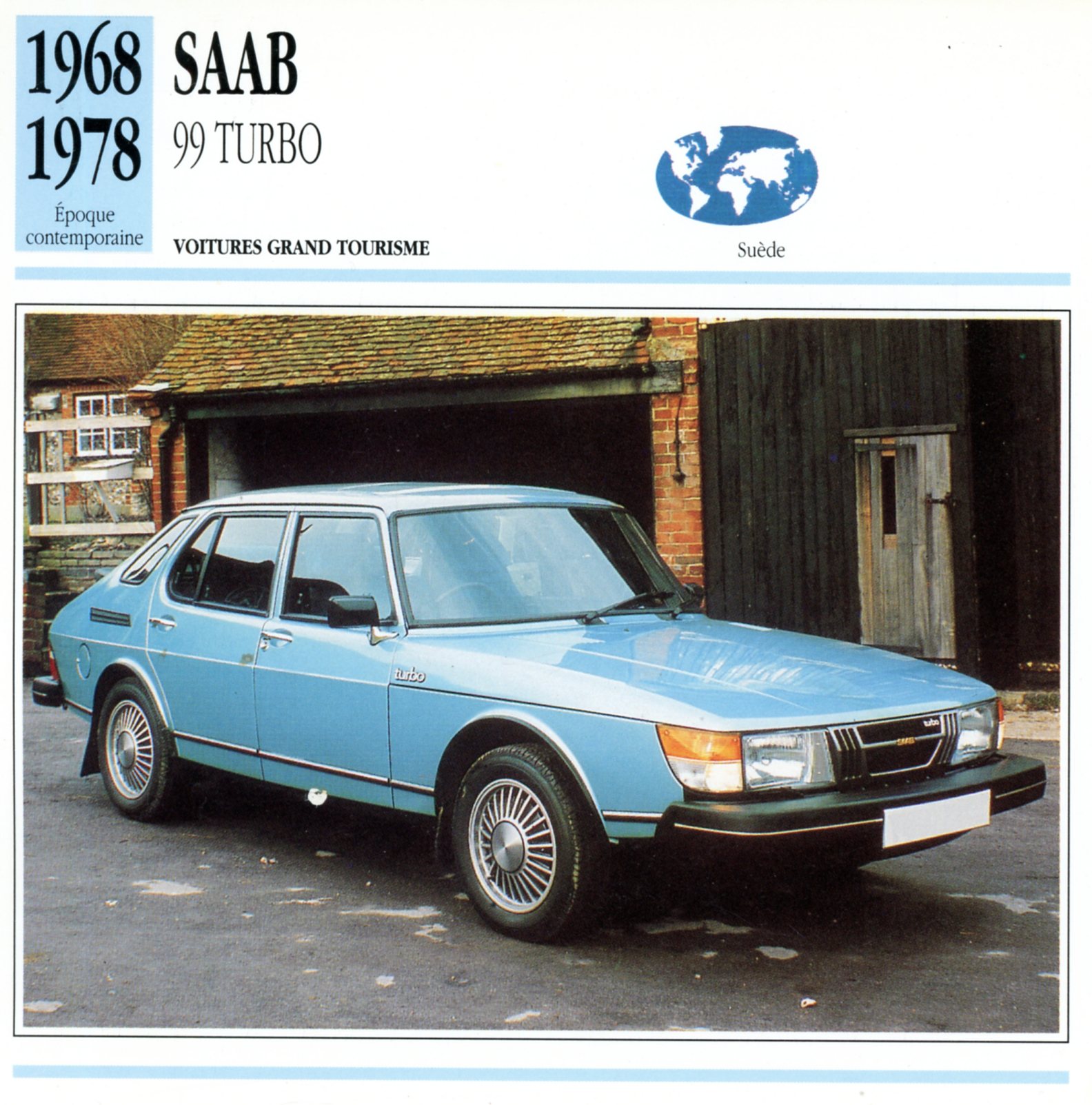FICHE-AUTO-SAAB-99-TURBO-LEMASTERBROCKERS-CARS-CARD-ATLAS-1978-1968